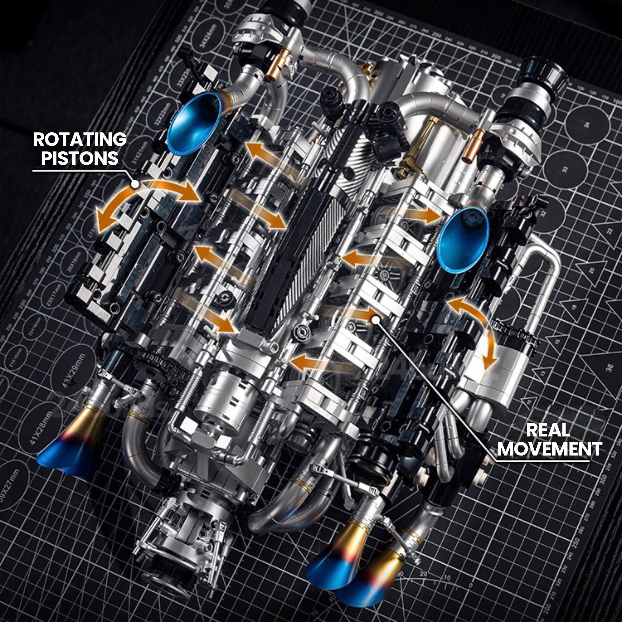 Burnt Blue V8 Performance Engine | 2774pcs