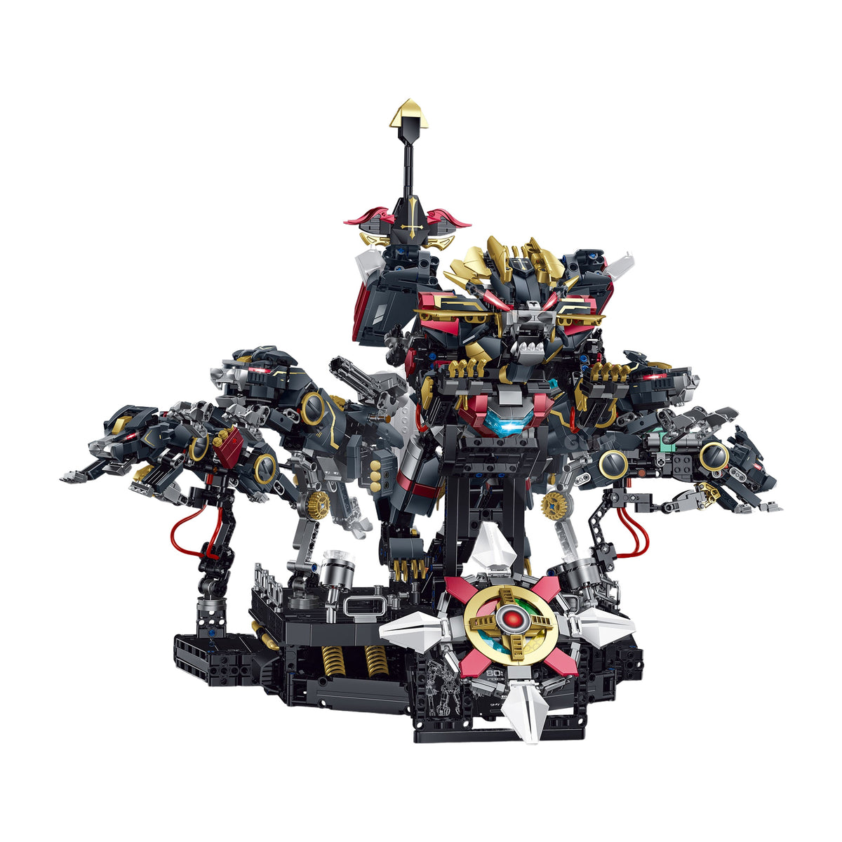 Ironclad Rex Lion Mech brick model, five-lion combination form