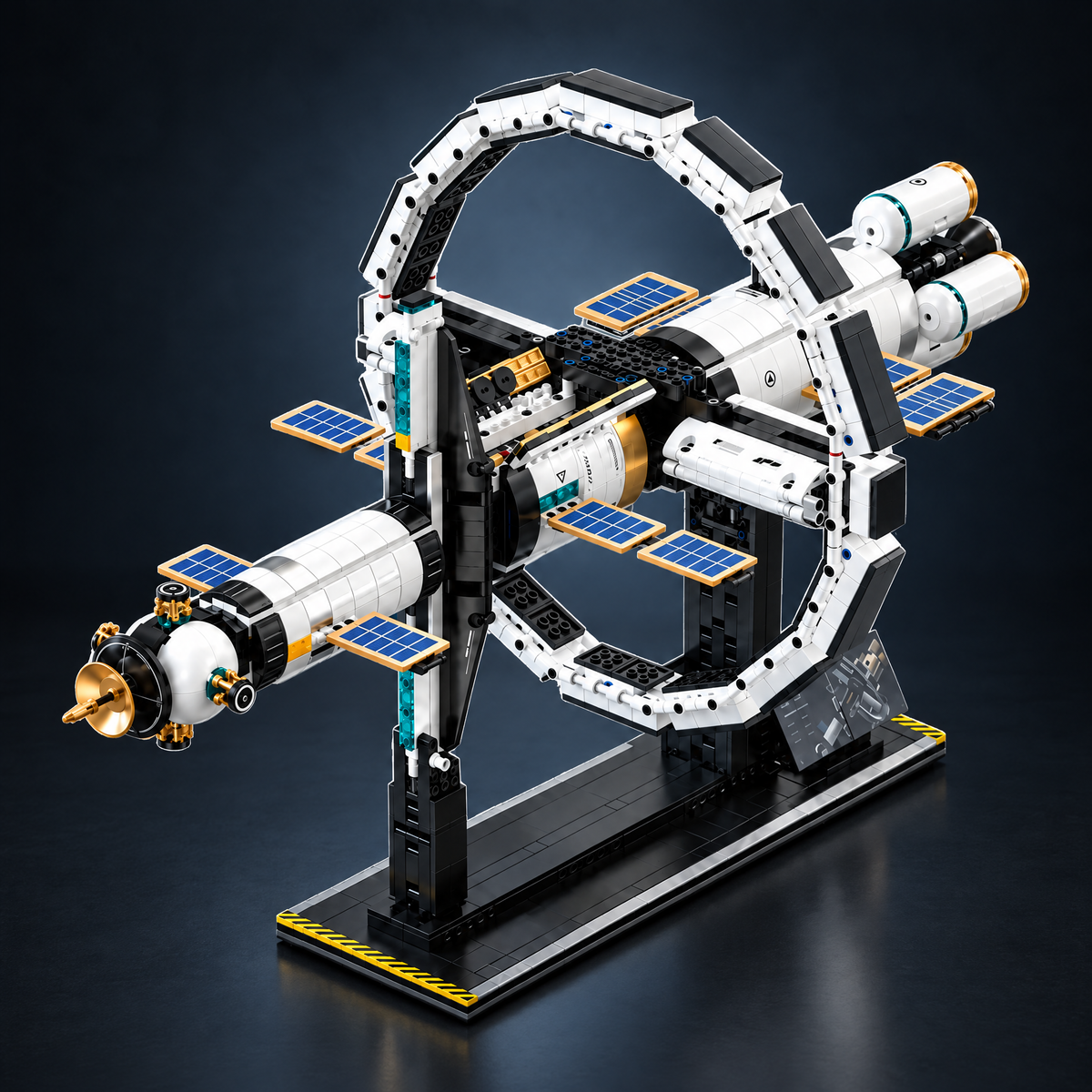 International Space Station brick model on its display stand