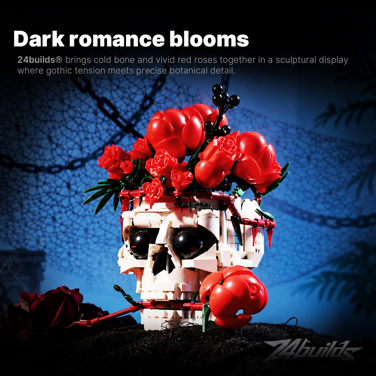 Rose Skull Sculpture