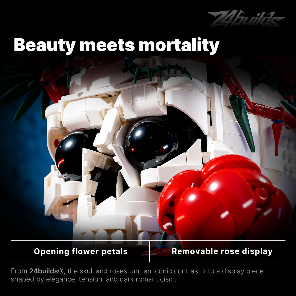 Rose Skull Sculpture