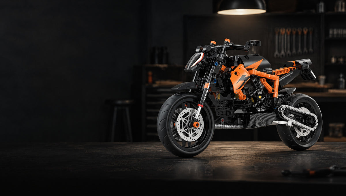 Naked superbike stance in orange and black