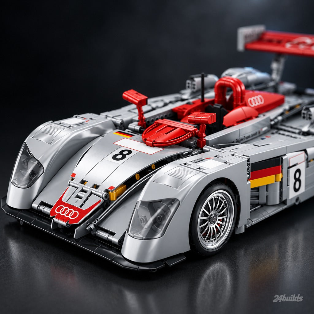 Audi R8 LMP 2000 brick model, nose with four rings and number 8