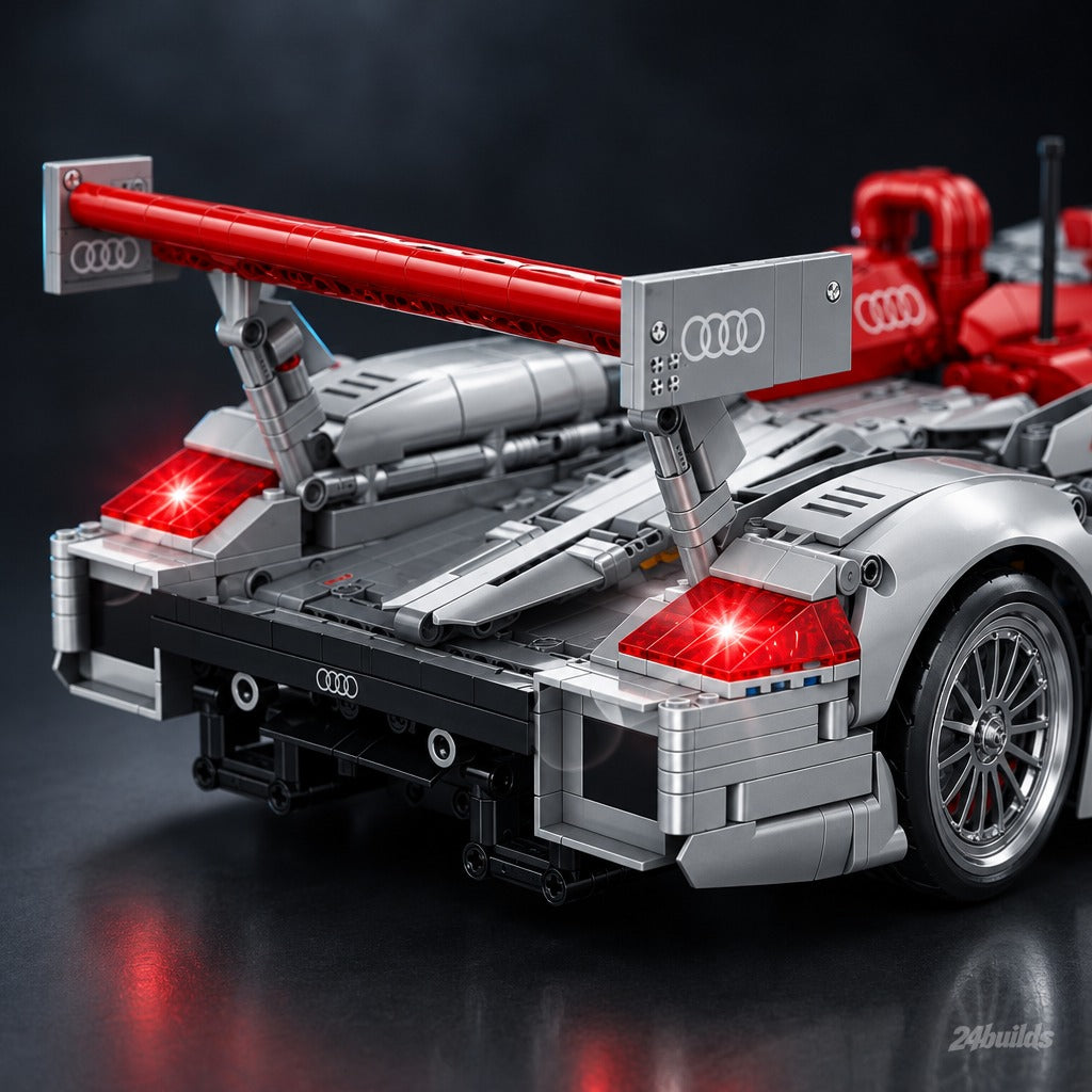 Audi R8 LMP 2000 brick model, red rear wing and rear lights