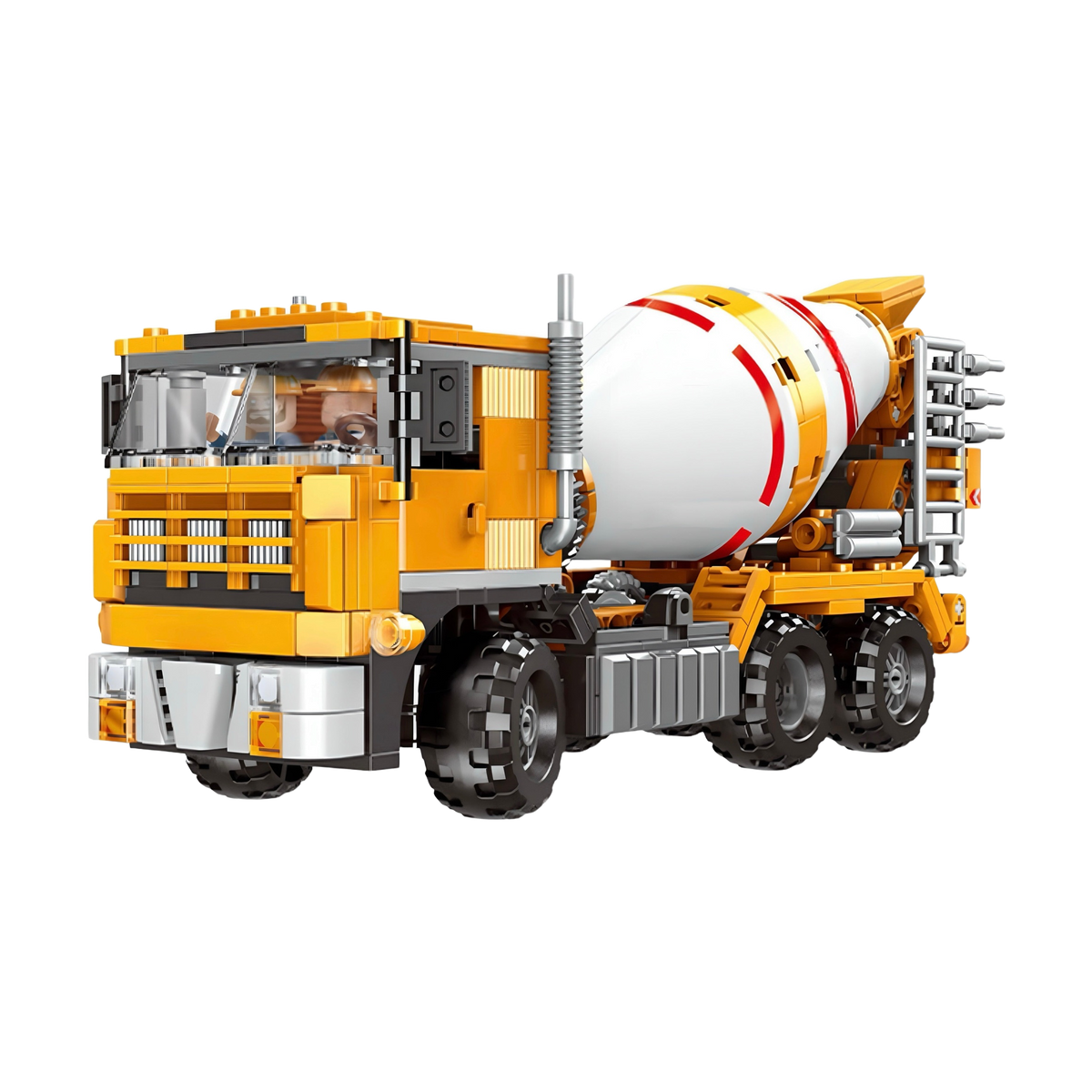 A mixer truck with a rotating drum