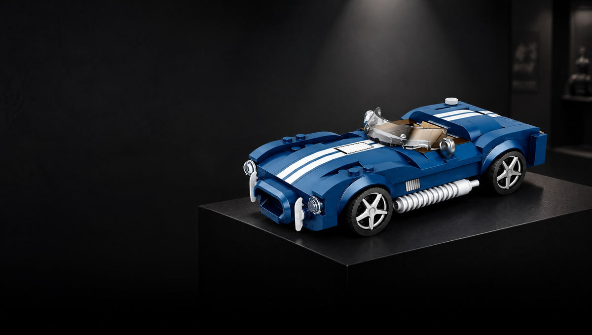 Blue paint, white stripes, top down