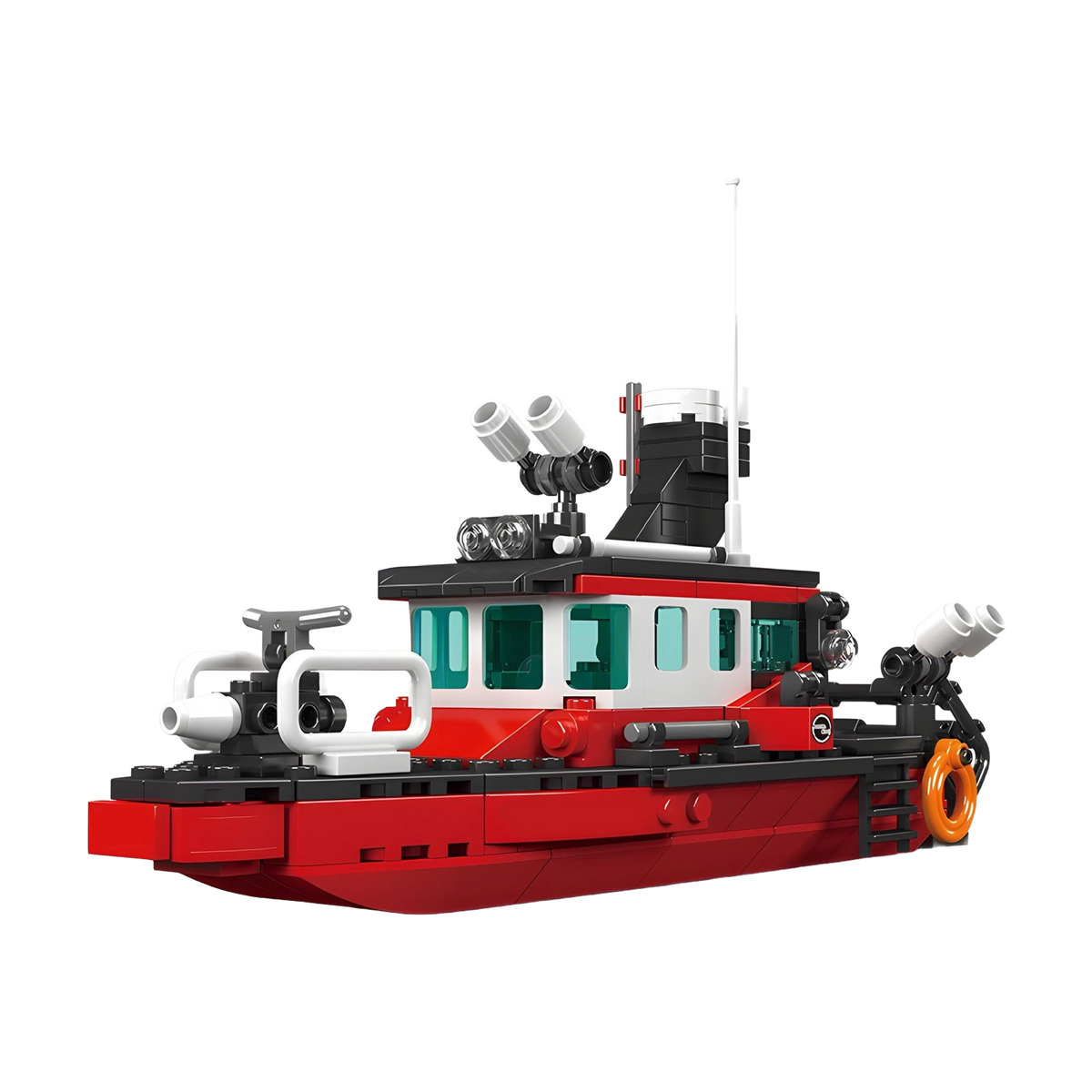 A 22 cm fireboat with a cannon and crane