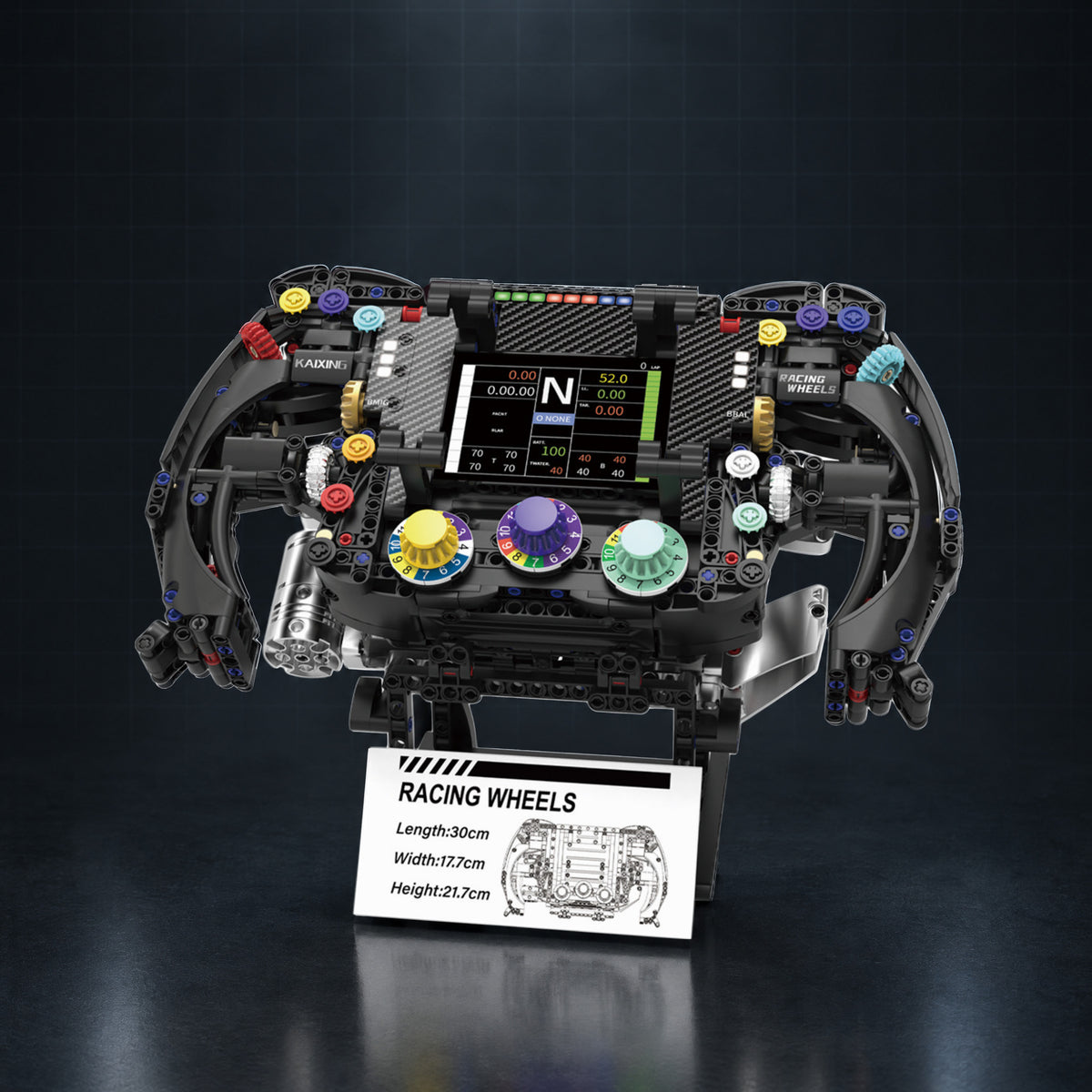 German Grand Prix Steering Wheel in a dark studio