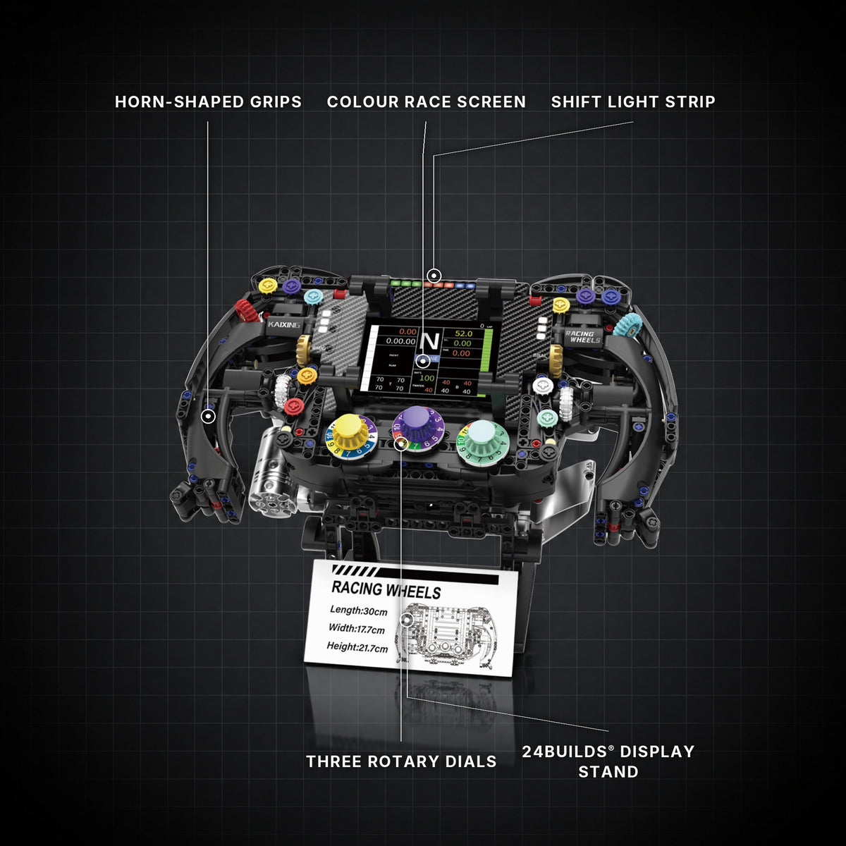 German Grand Prix Steering Wheel with labelled features