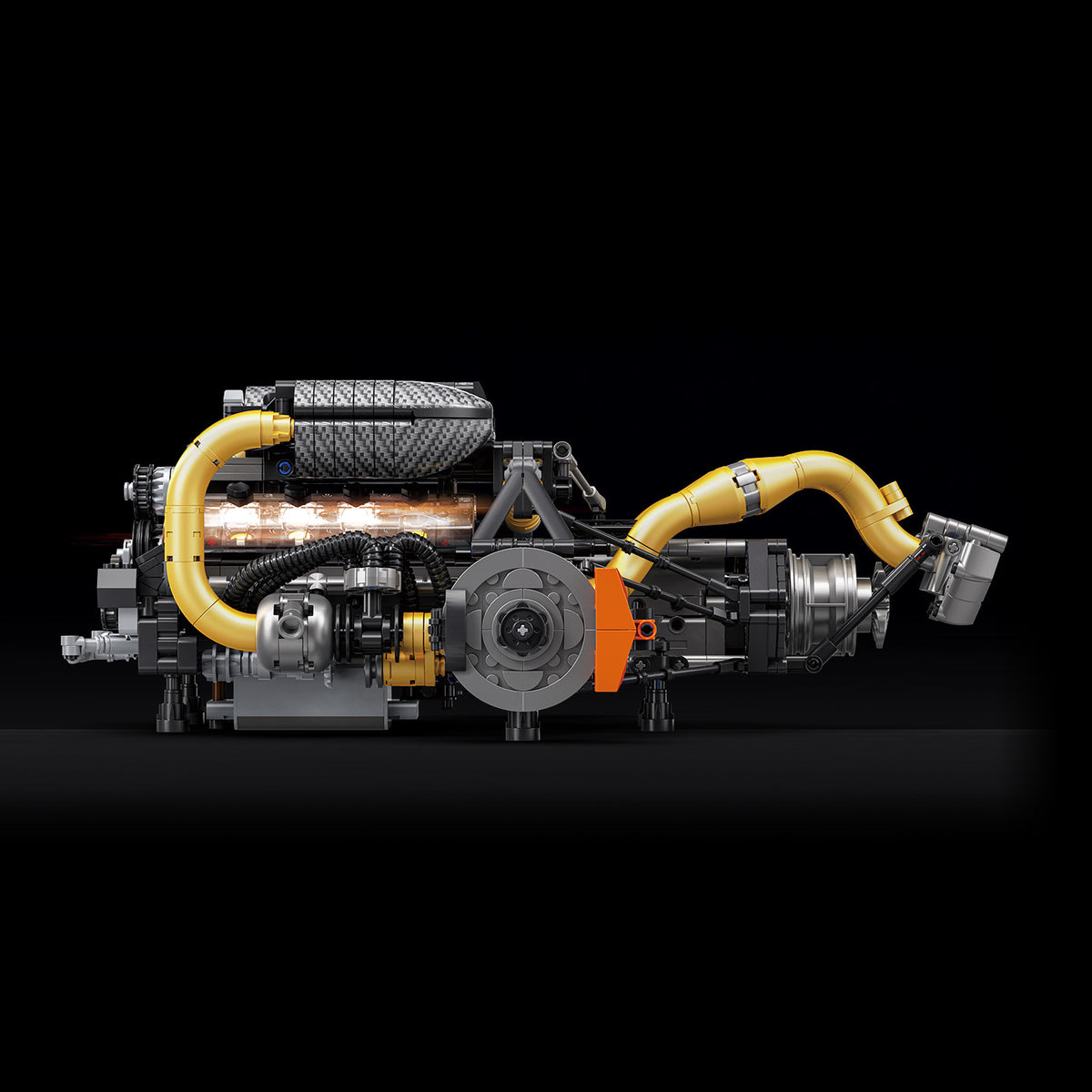 Gold Edition Motorised Swedish V8 Engine brick model