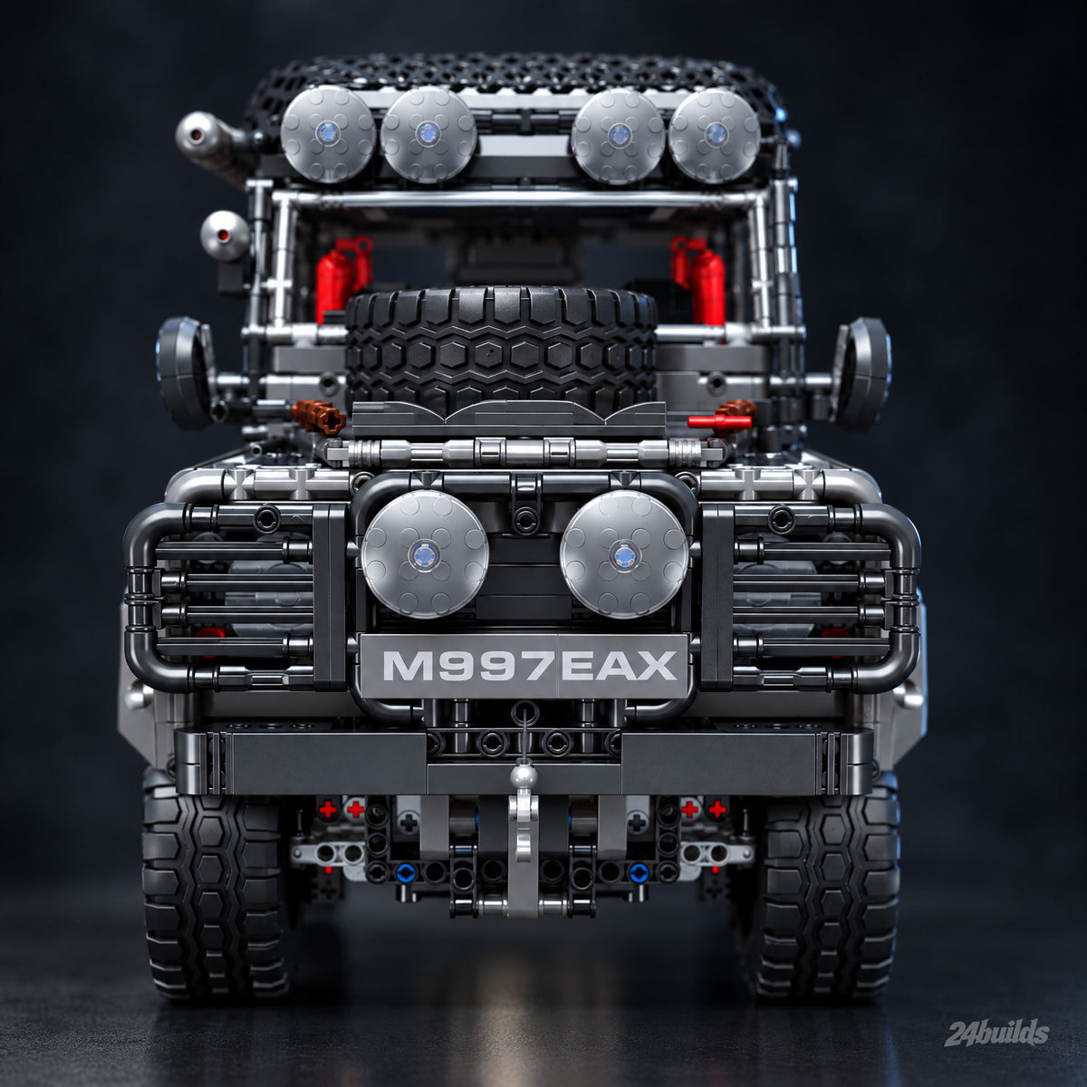 Gunmetal Edition British V8 Pick-Up Off-Roader brick model, bull bar, spotlights and winch