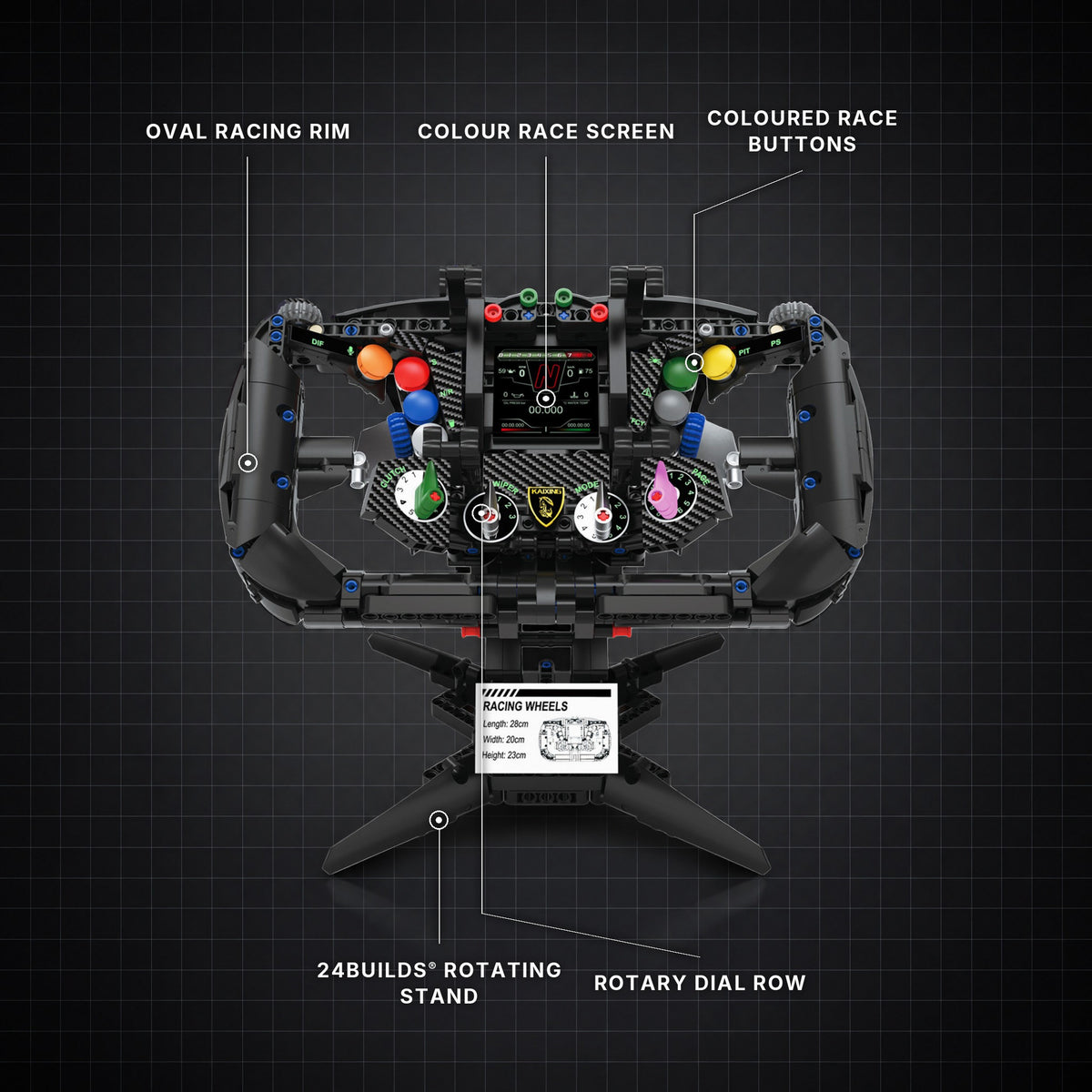 Italian GT Steering Wheel with labelled features