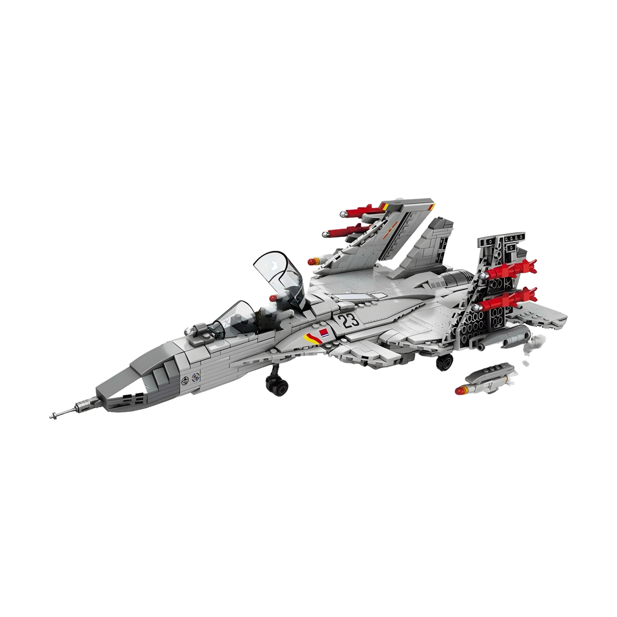A carrier fighter with missiles that fire