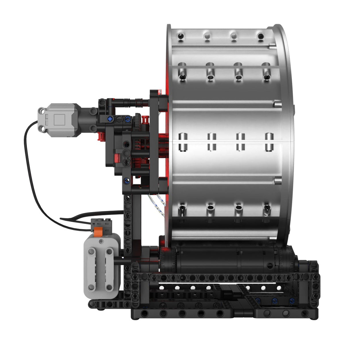 Motorised Five-Spoke Sport Wheel Hub brick model, side view with the motor and battery box