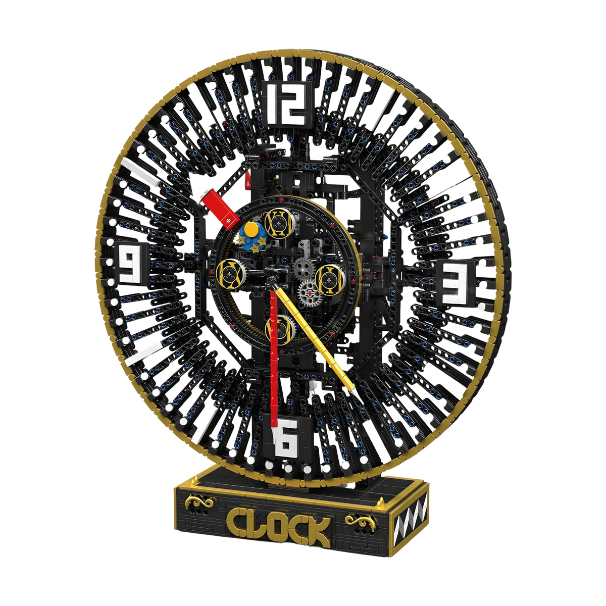 Hour, minute and second hands driven by gears