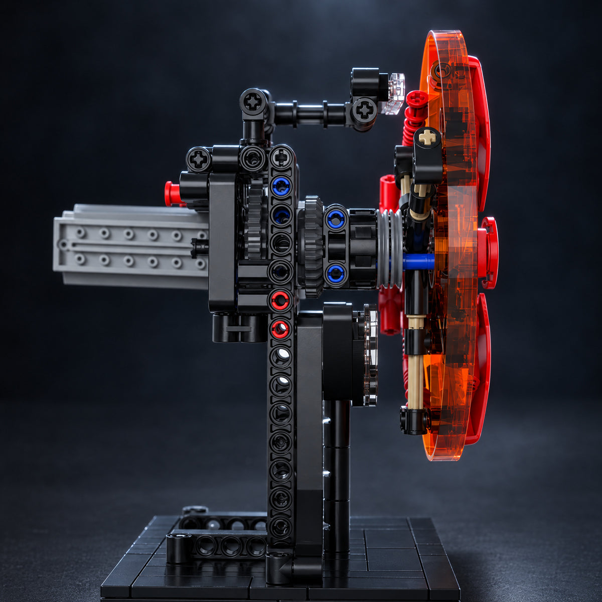 Motorised Racing Brake Disc brick model, motor behind the disc