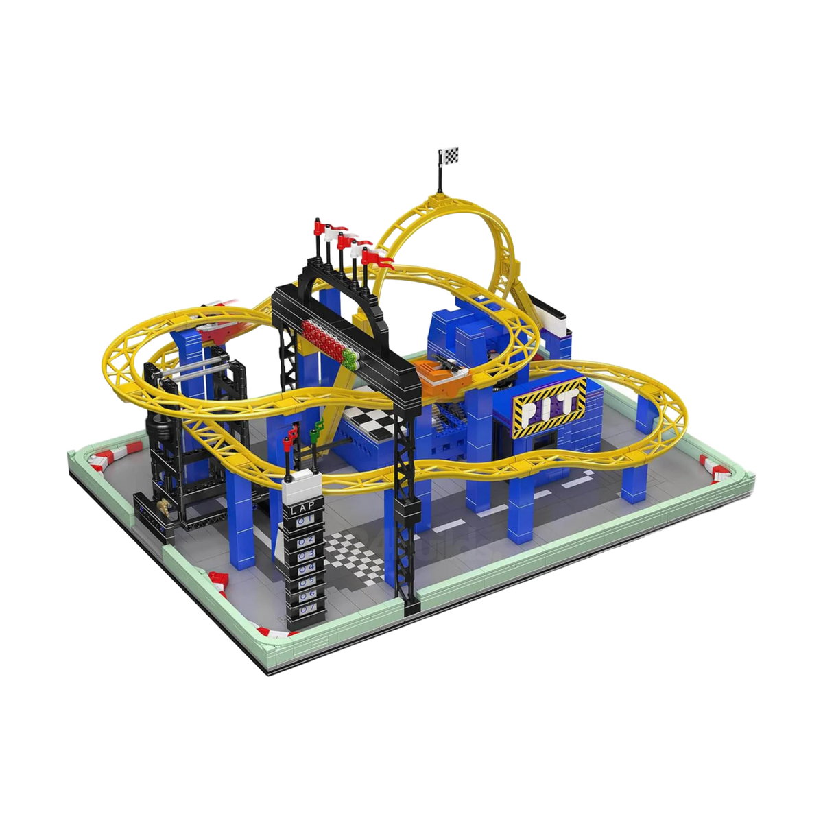 Motor-driven cars through loops and steep drops