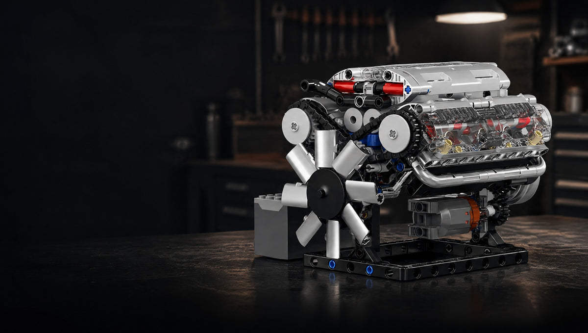 Crankshaft, camshaft and timing chain in motion