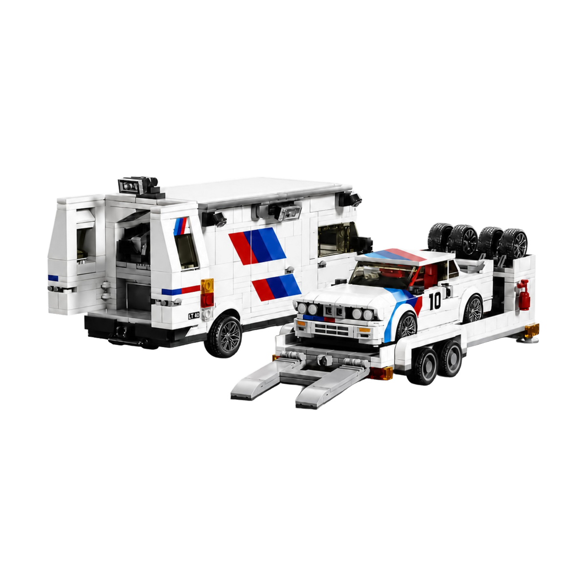 Van, trailer and the number 10 rally car