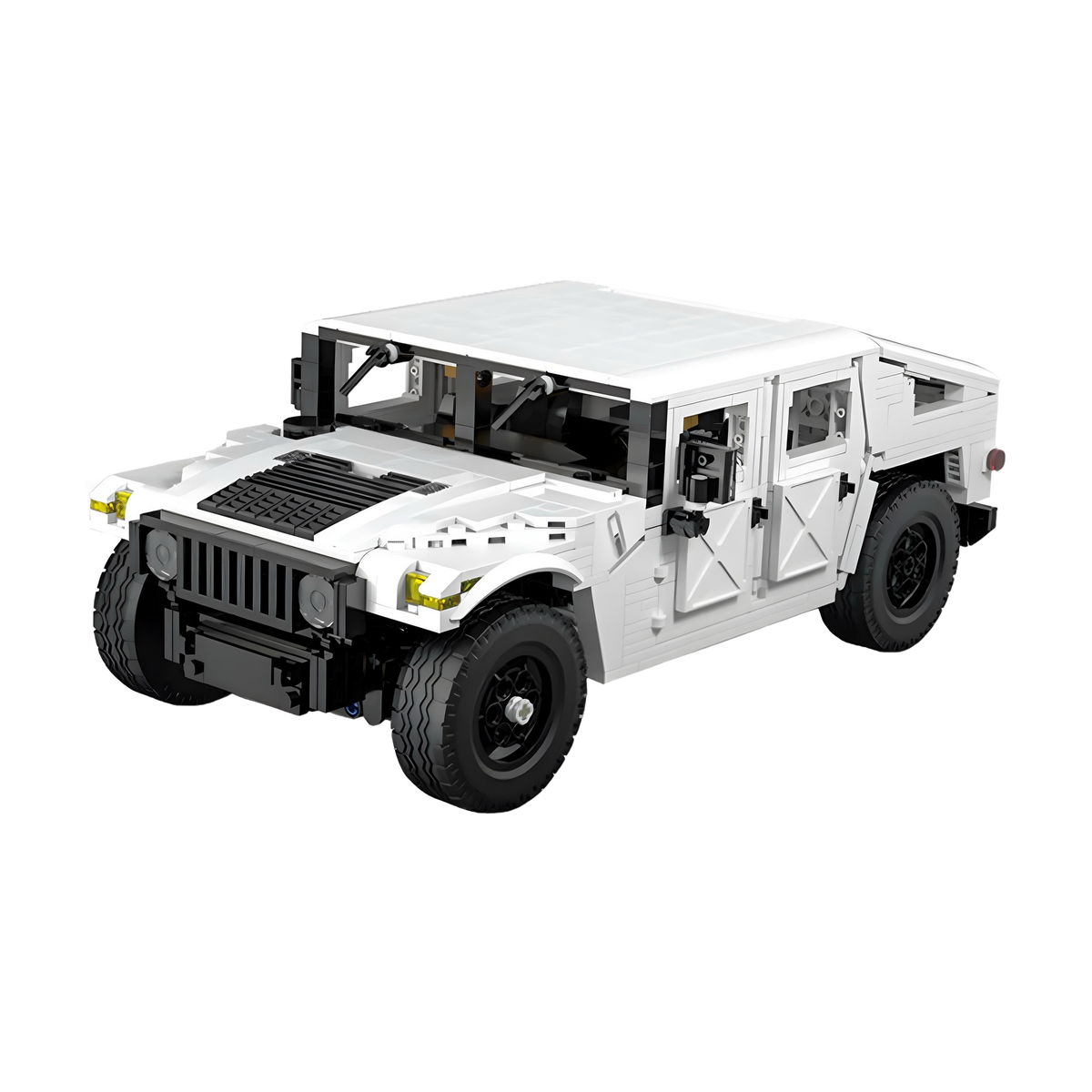 Four opening doors on a remote-controlled Humvee