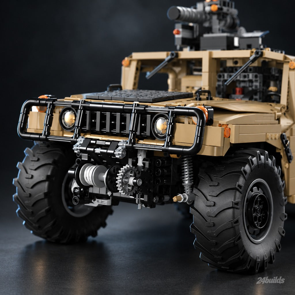 Remote Controlled Humvee brick model, bullbar, winch and grille