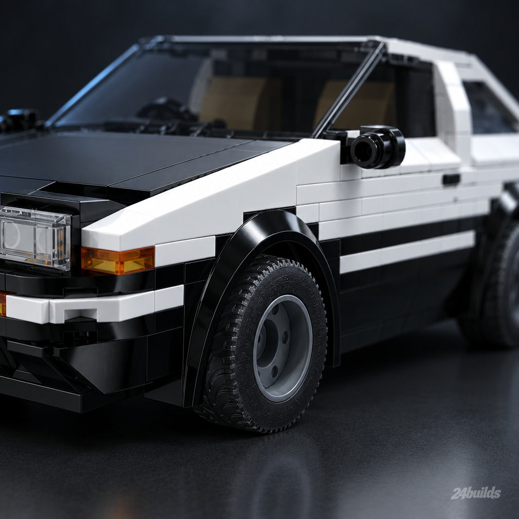 Remote Controlled Initial D AE86 brick model, wheel and rubber tyre