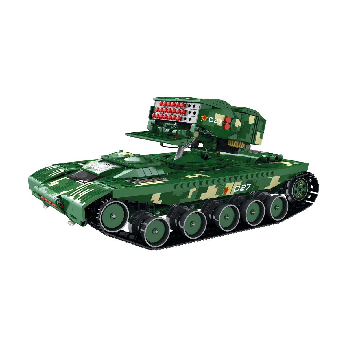 A missile launcher on a remote-controlled tank