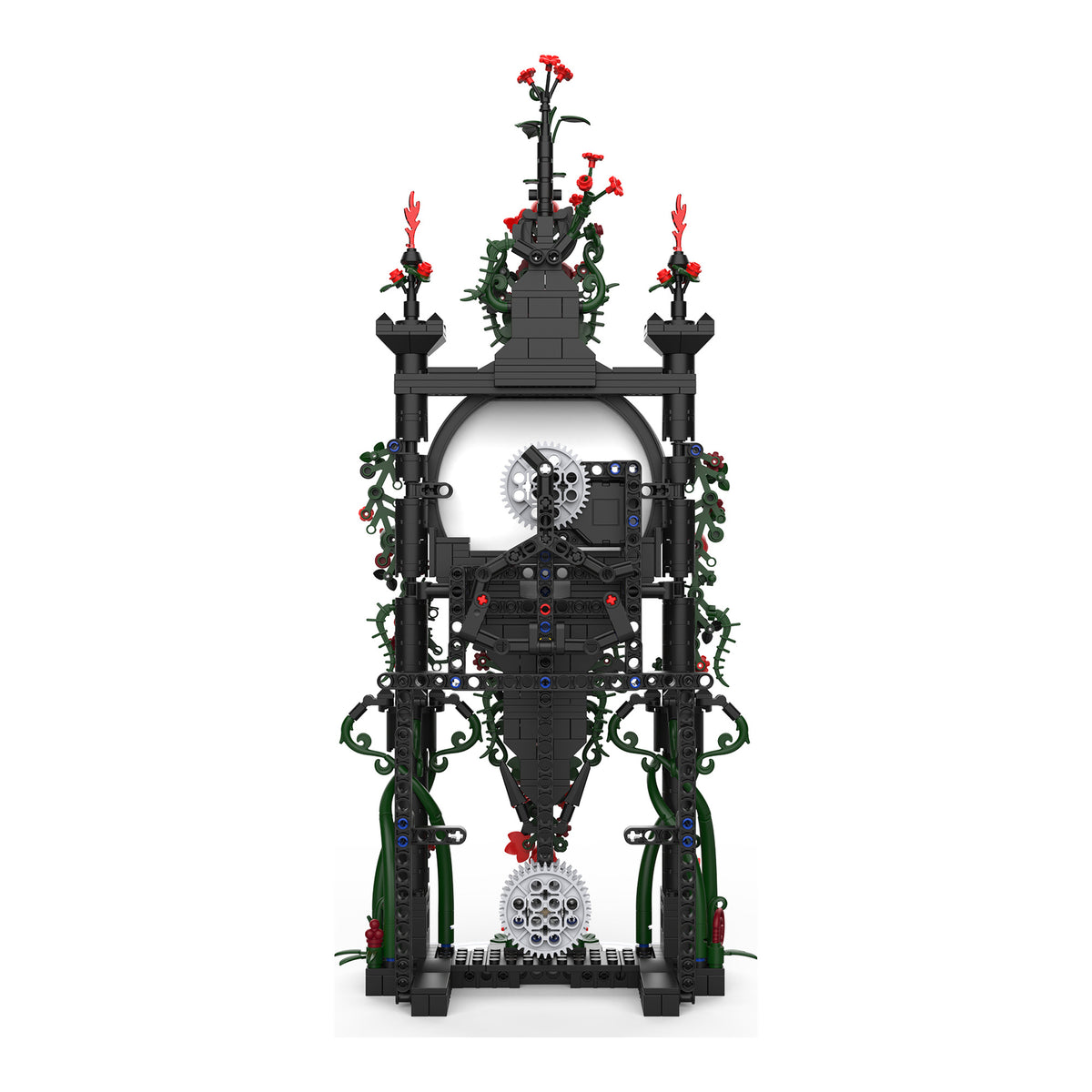 Rose Pendulum Clock brick model, back view with the pendulum mechanism