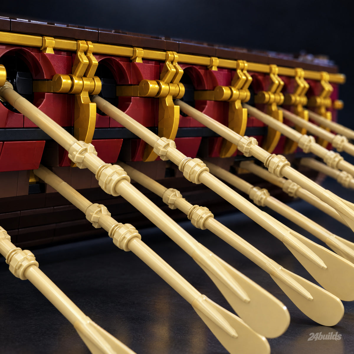 Spartan Warship brick model, two staggered rows of oars