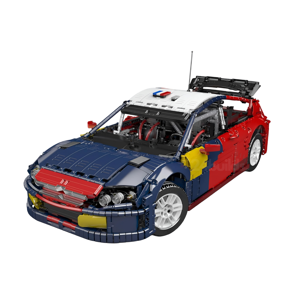 A reinforced rollcage inside a 1:8 rally car