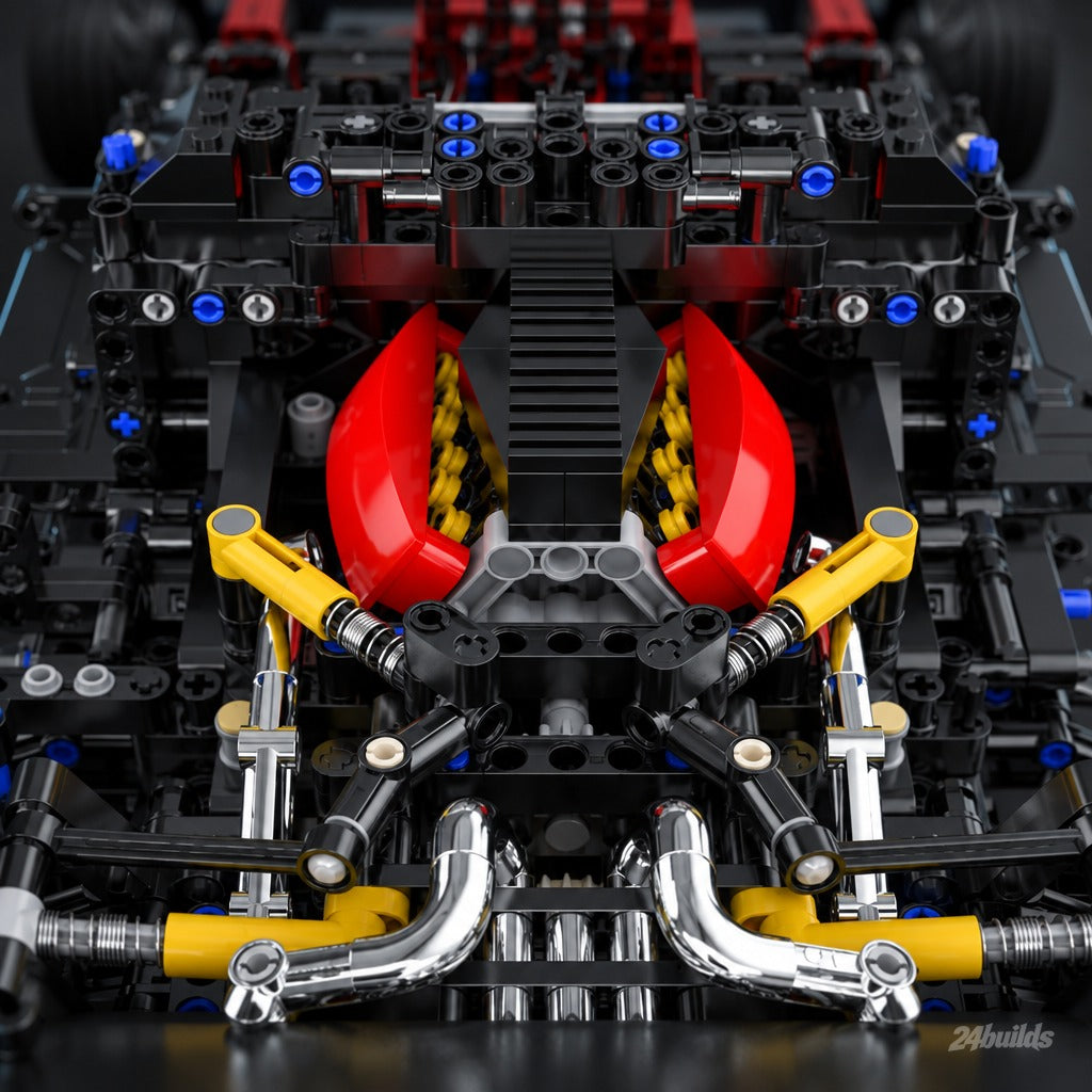The Ultimate German V12 Aero Hypercar brick model, red V12 engine bay