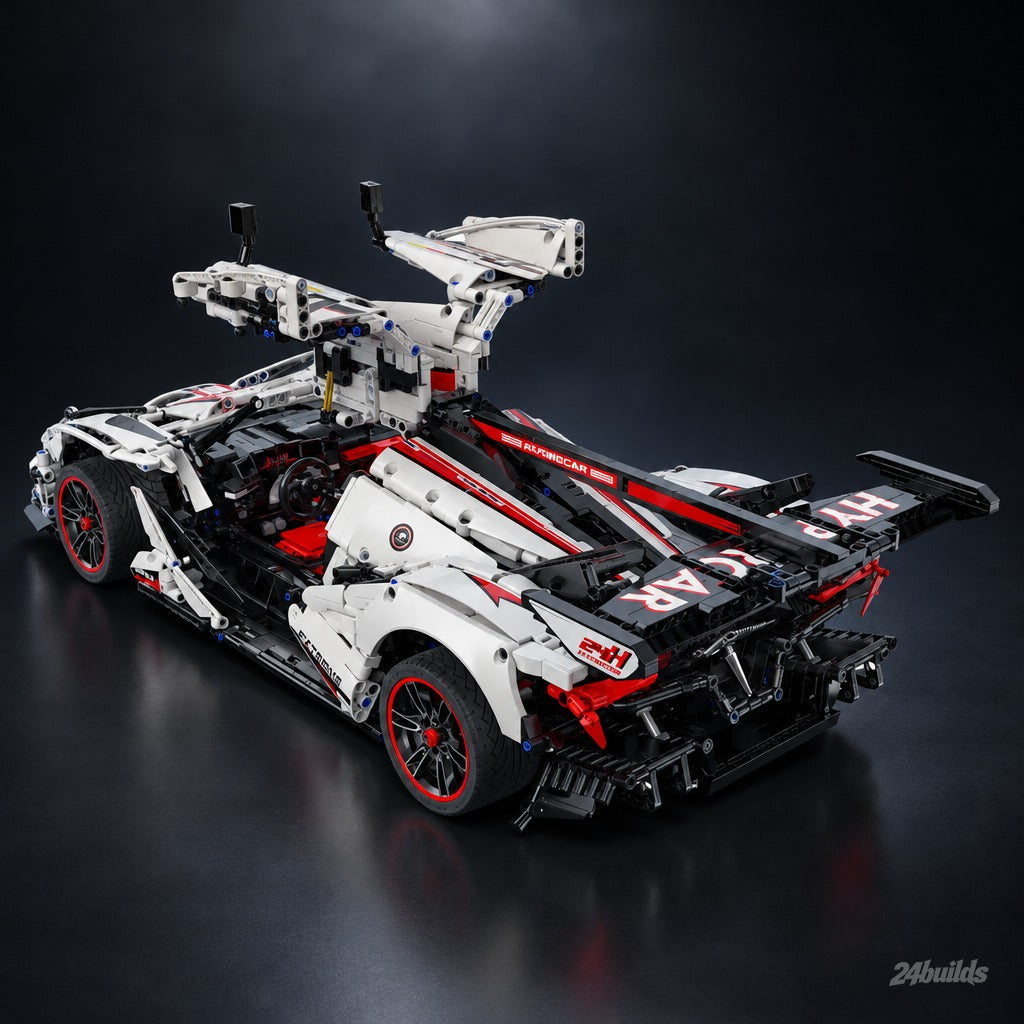 The Ultimate German V12 Aero Hypercar brick model, gullwing doors raised
