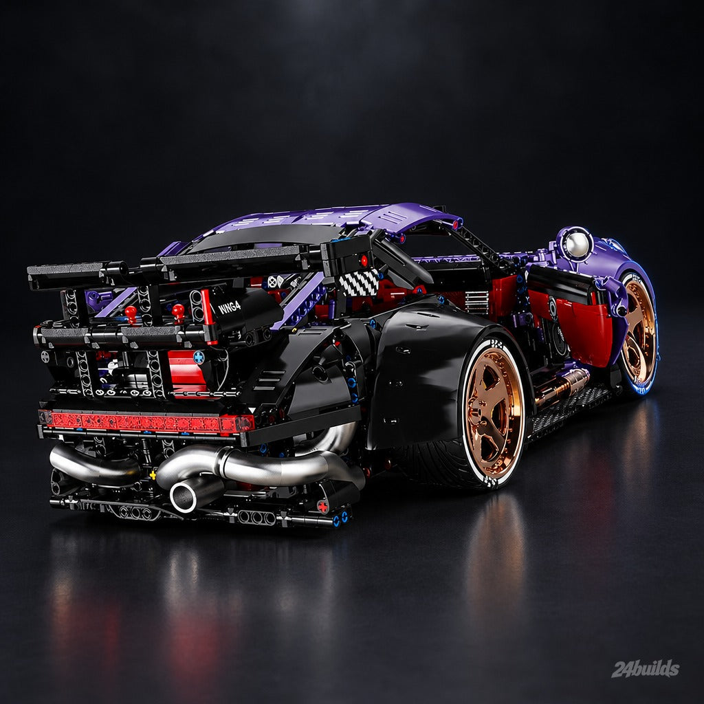 The Ultimate German Widebody GT Racer brick model, rear wing and taillights