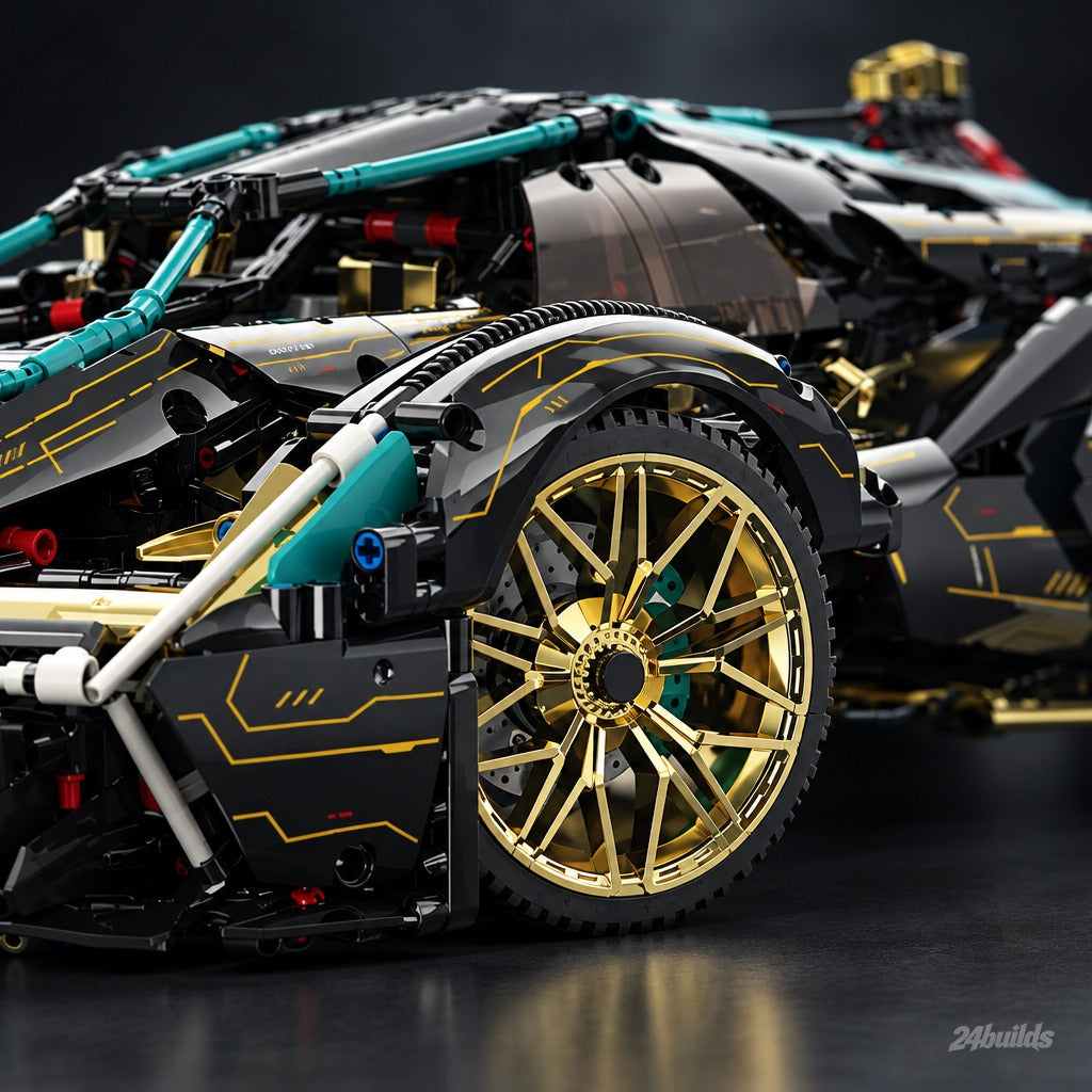 The Ultimate Italian V12 Concept brick model, gold electroplated wheel