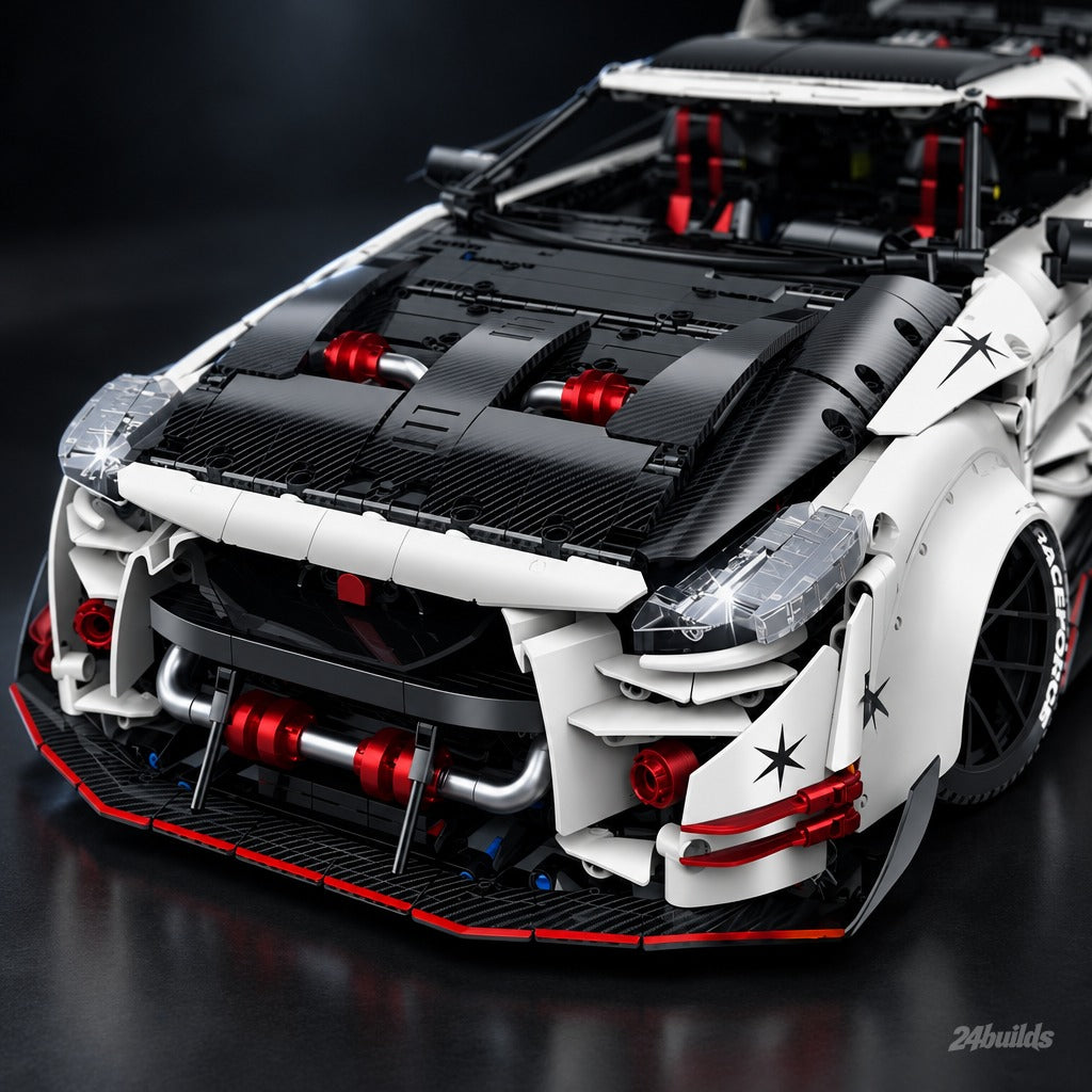 The Ultimate JDM Widebody Supercar brick model, front bumper and vented bonnet