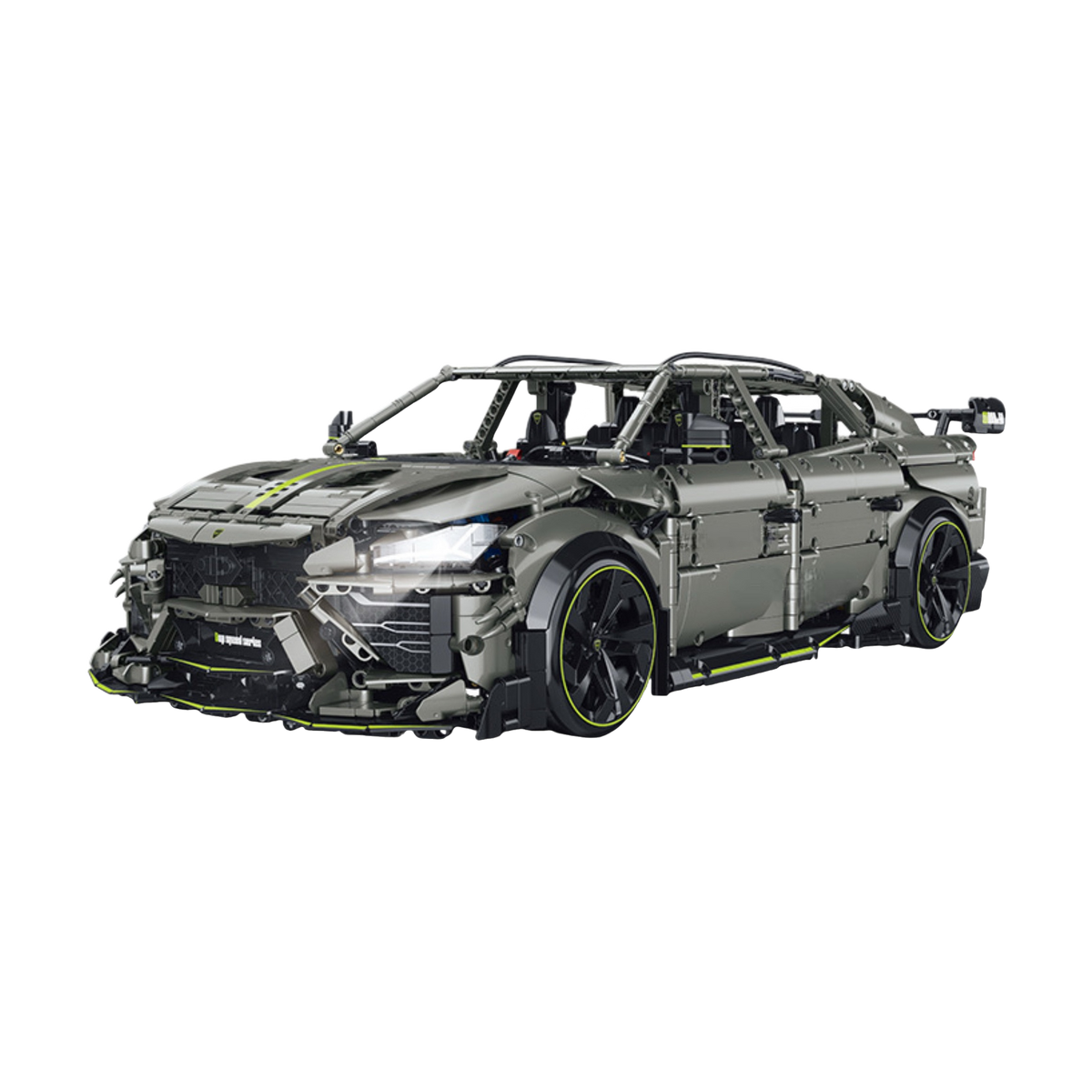 A wide, slammed stance in metallic grey