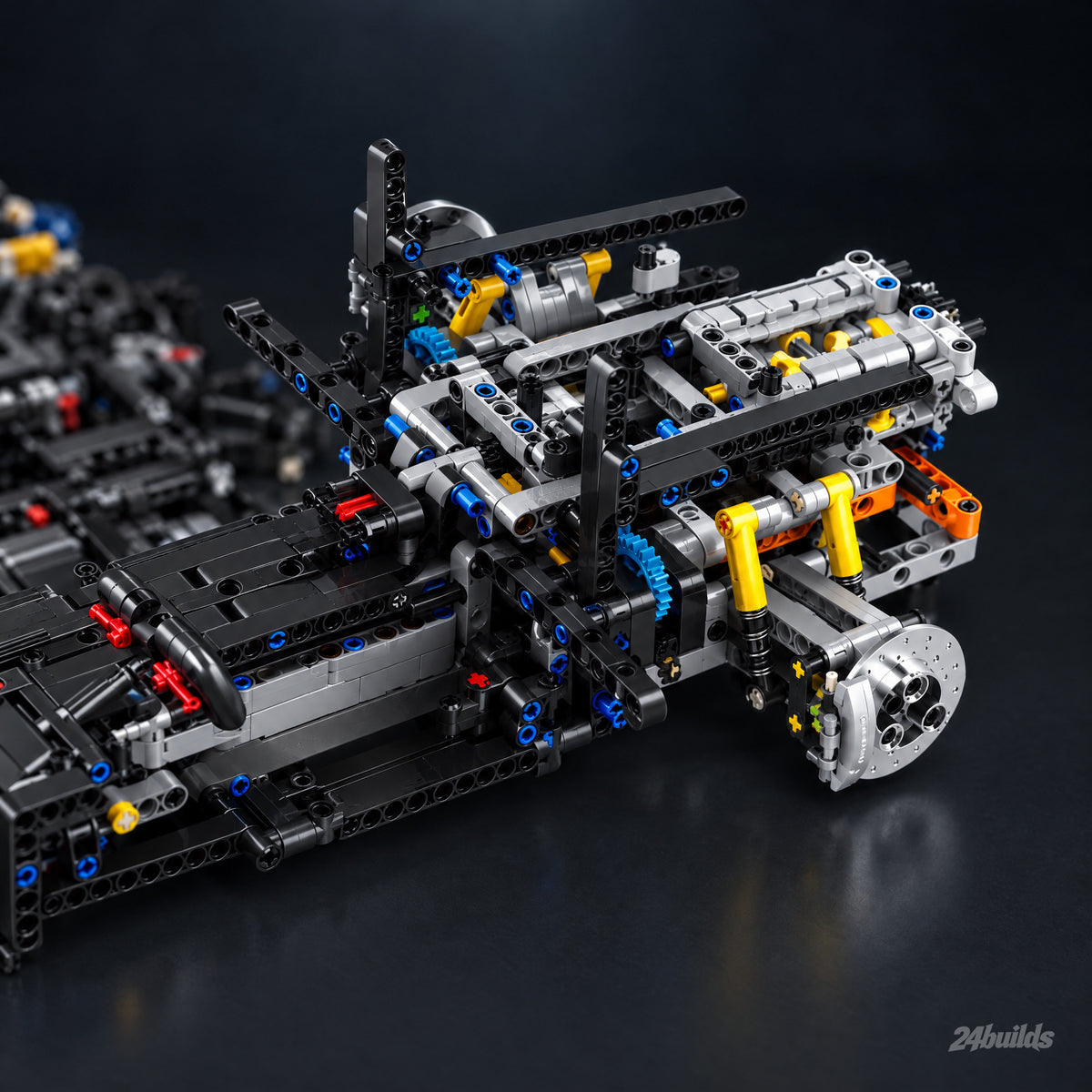 White Edition German Flat-Six GT3 Racer brick model, flat-six engine on the chassis
