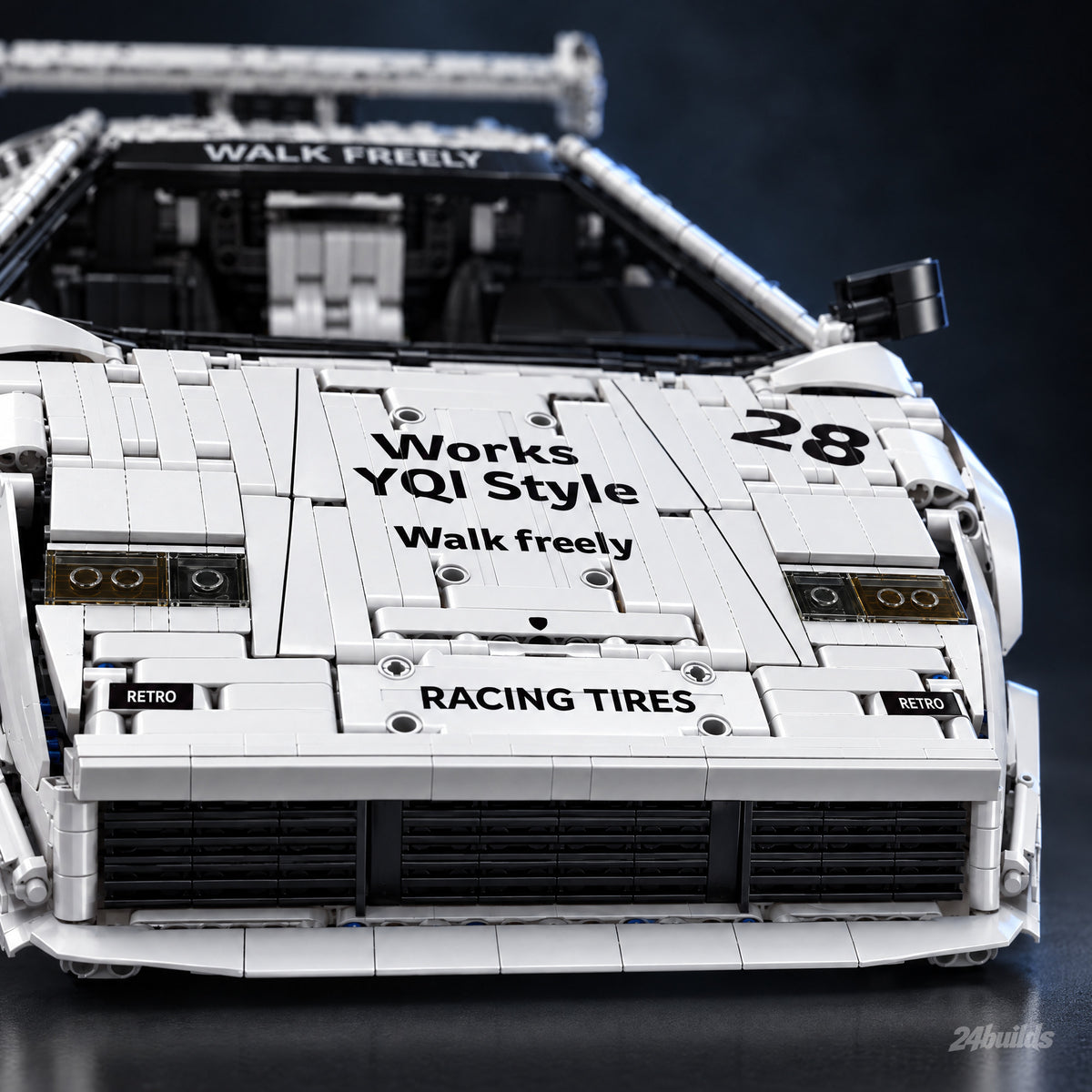 White Edition Italian Bull Widebody Classic brick model, wedge nose and race graphics