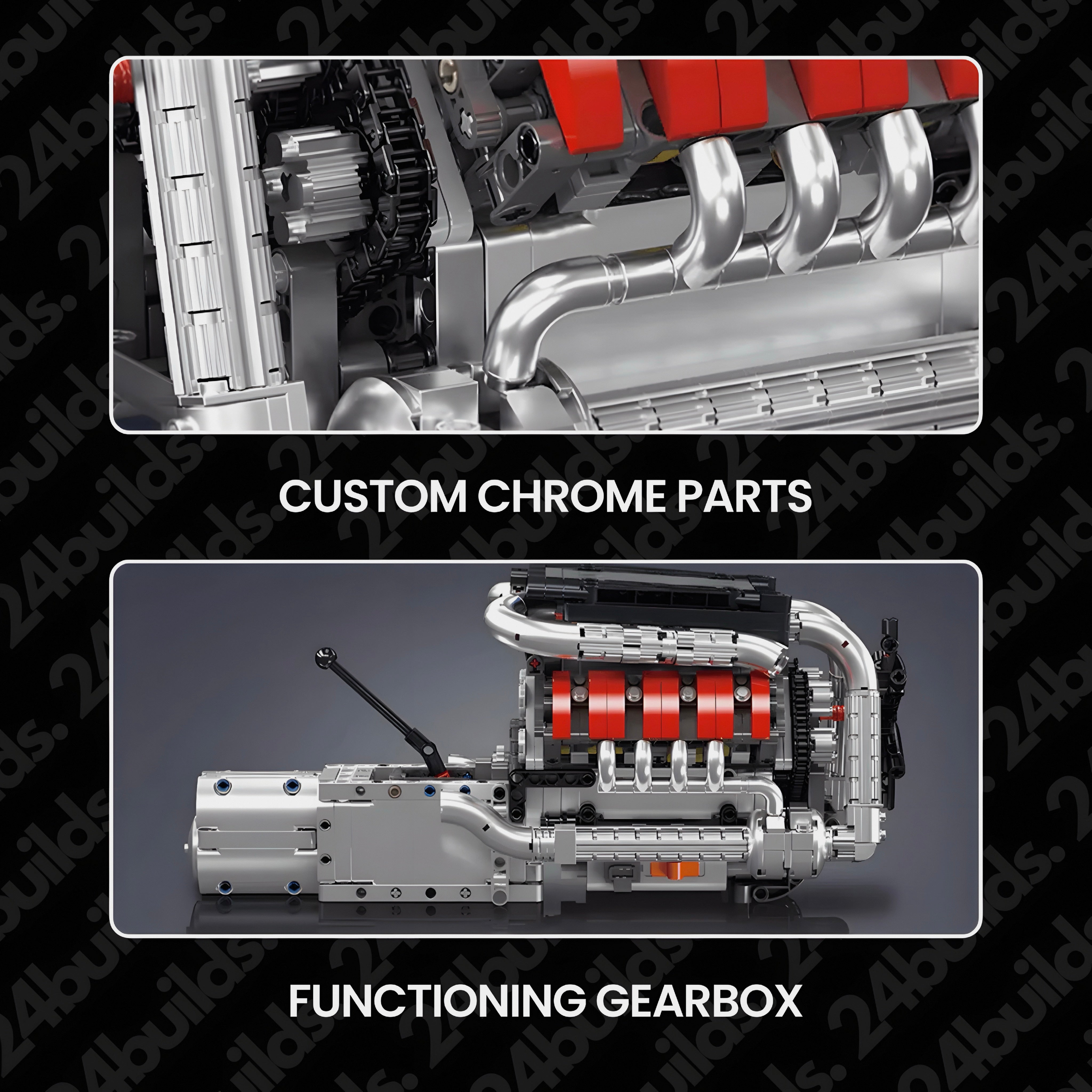 MOTORISED GERMAN V8 ENGINE WITH GEARBOX | 1168PCS