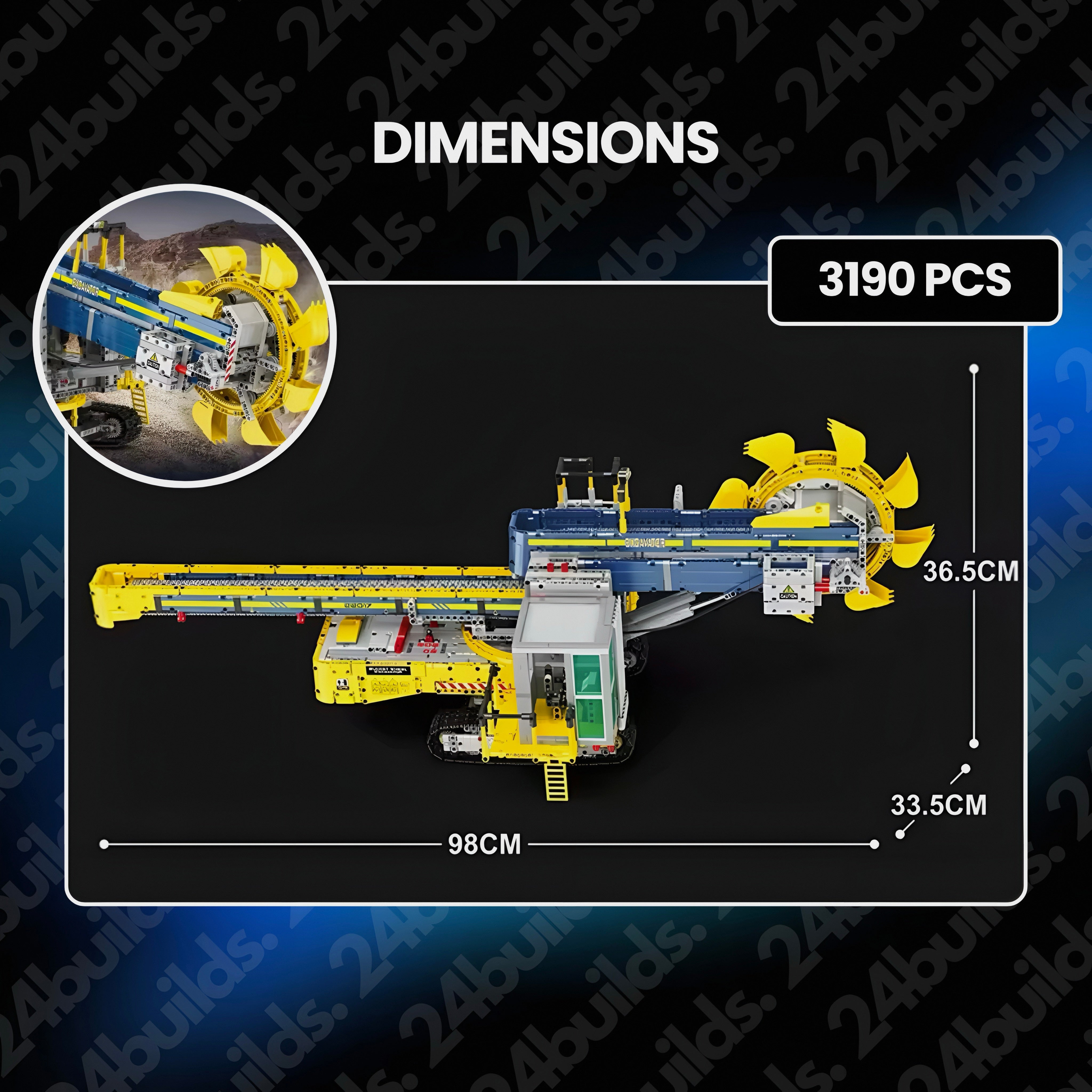 REMOTE CONTROLLED BUCKET WHEEL EXCAVATOR | 3190PCS