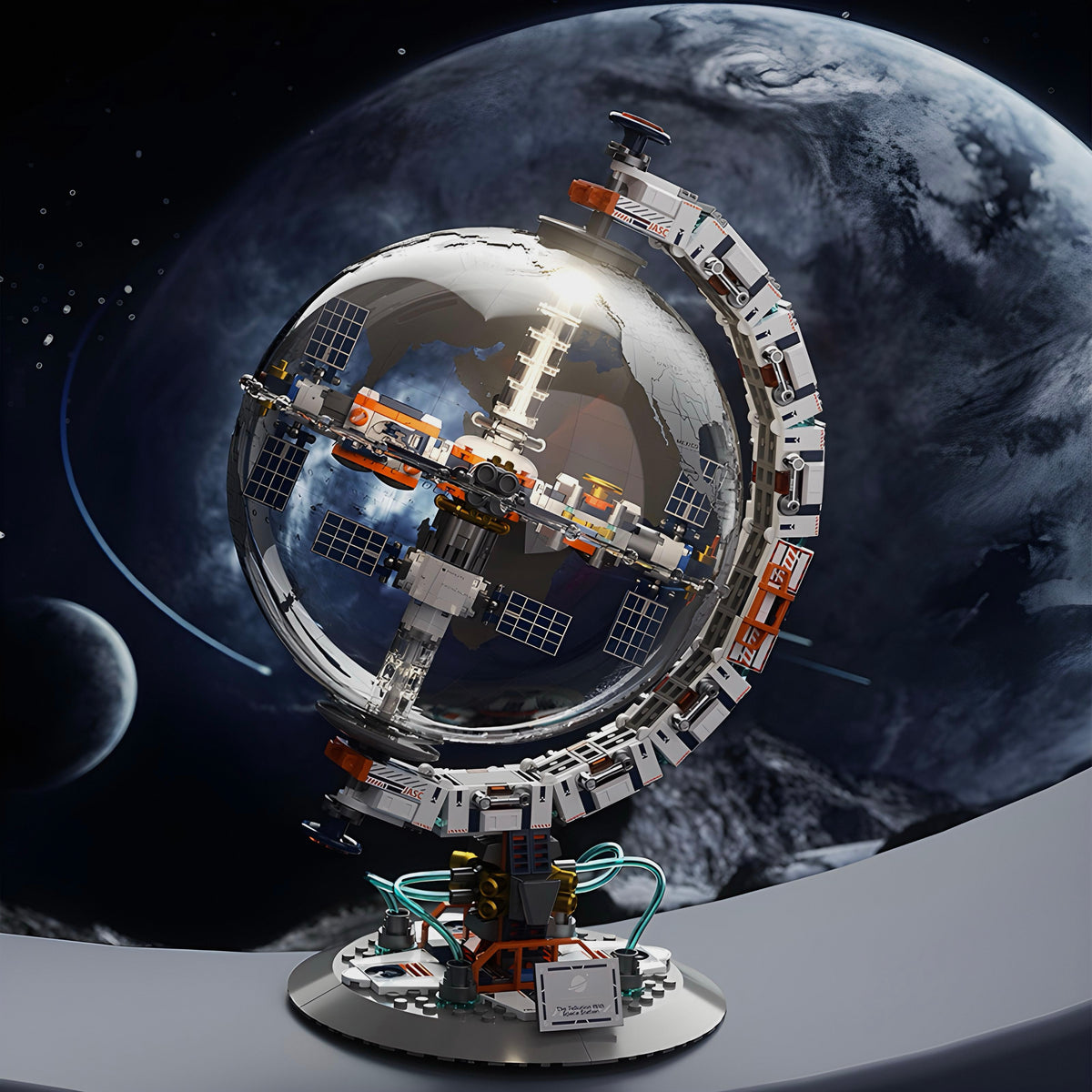 A globe that turns and lights up as sun or moon