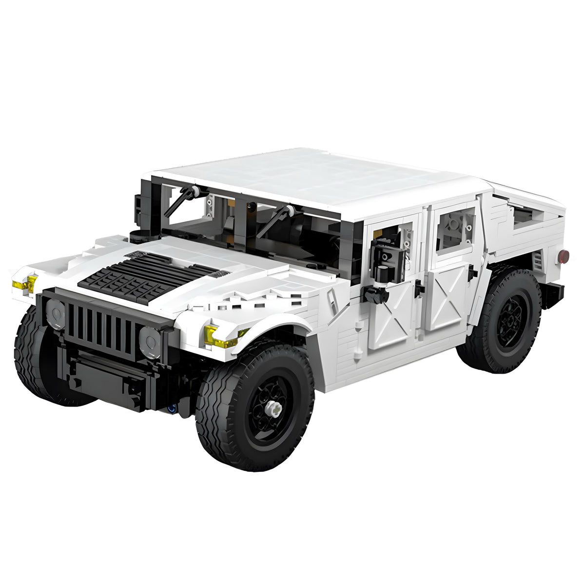 Four opening doors on a remote-controlled Humvee