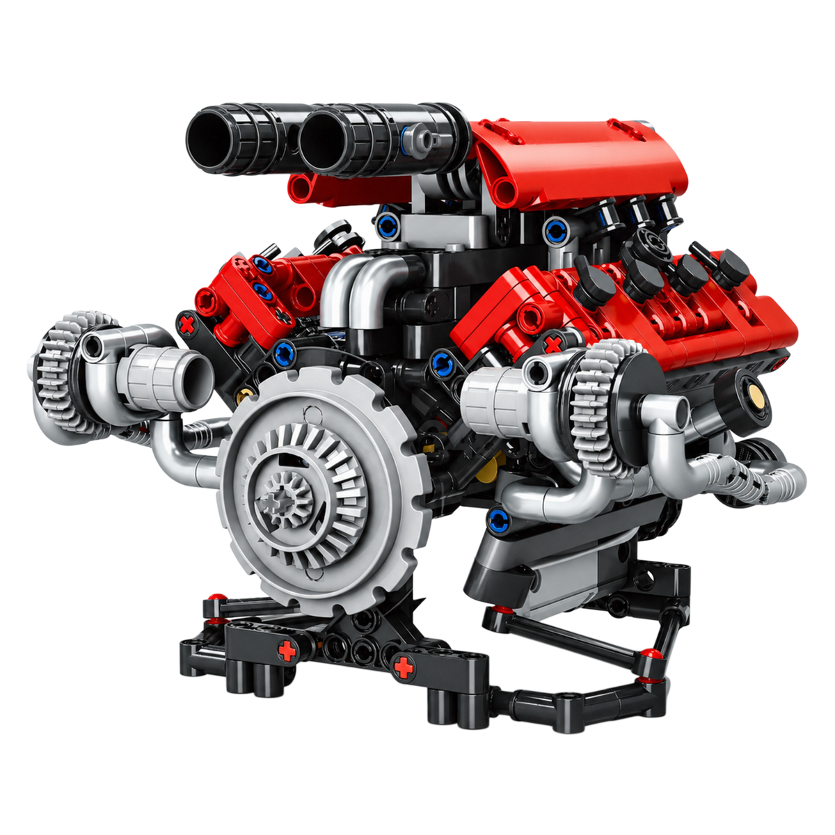 A glowing block with pistons on show