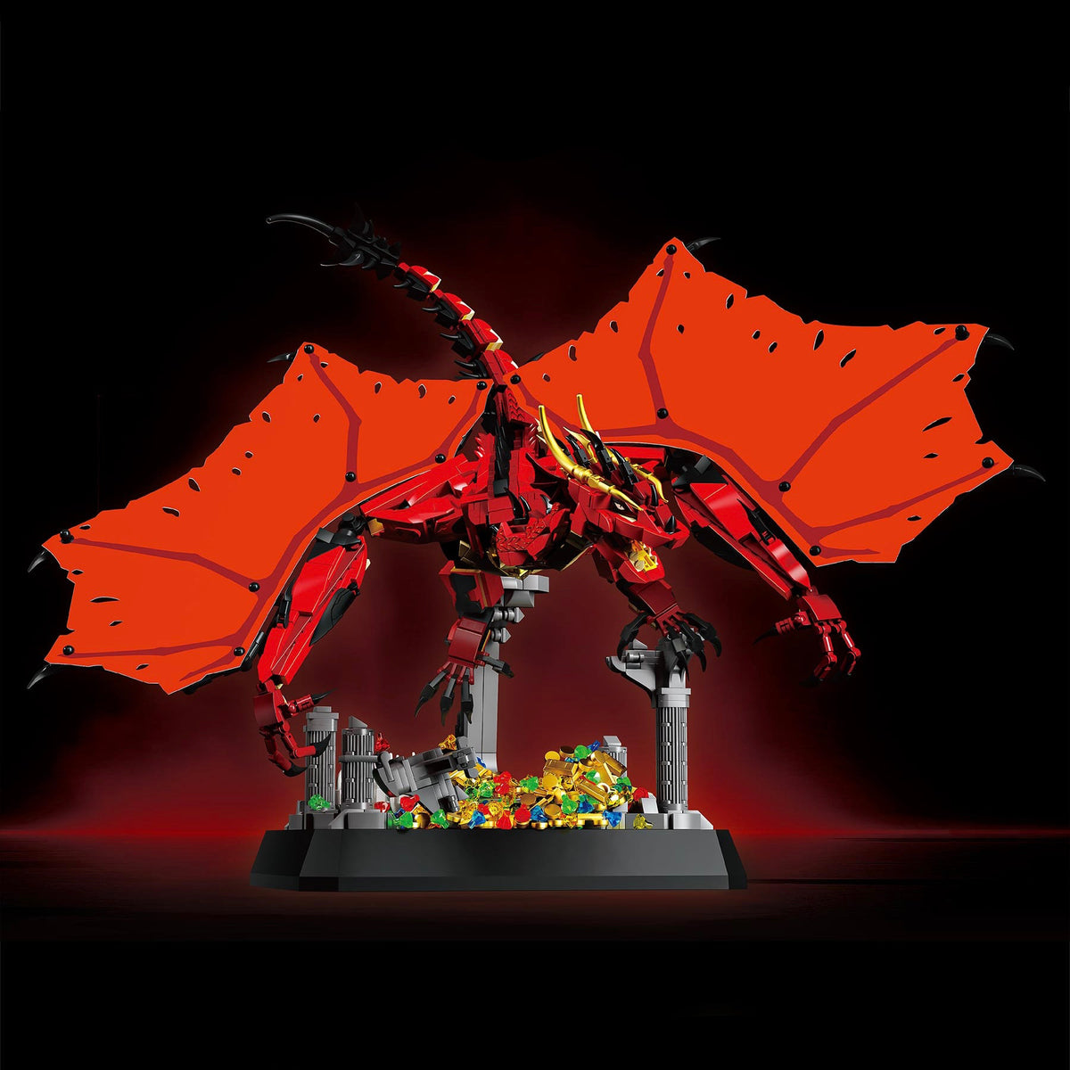 Orange wings spread 57 cm, jaws open to attack