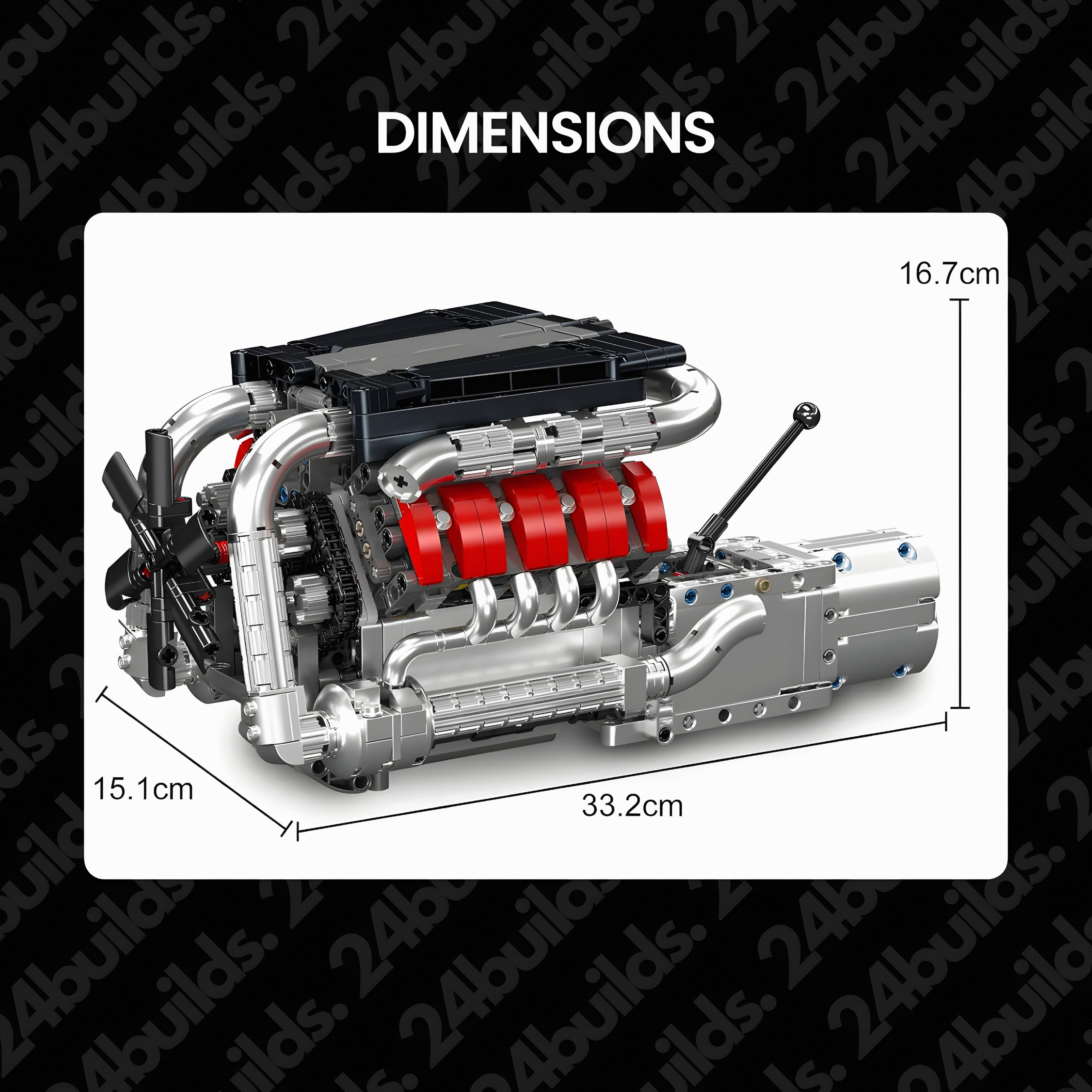 MOTORISED GERMAN V8 ENGINE WITH GEARBOX | 1168PCS