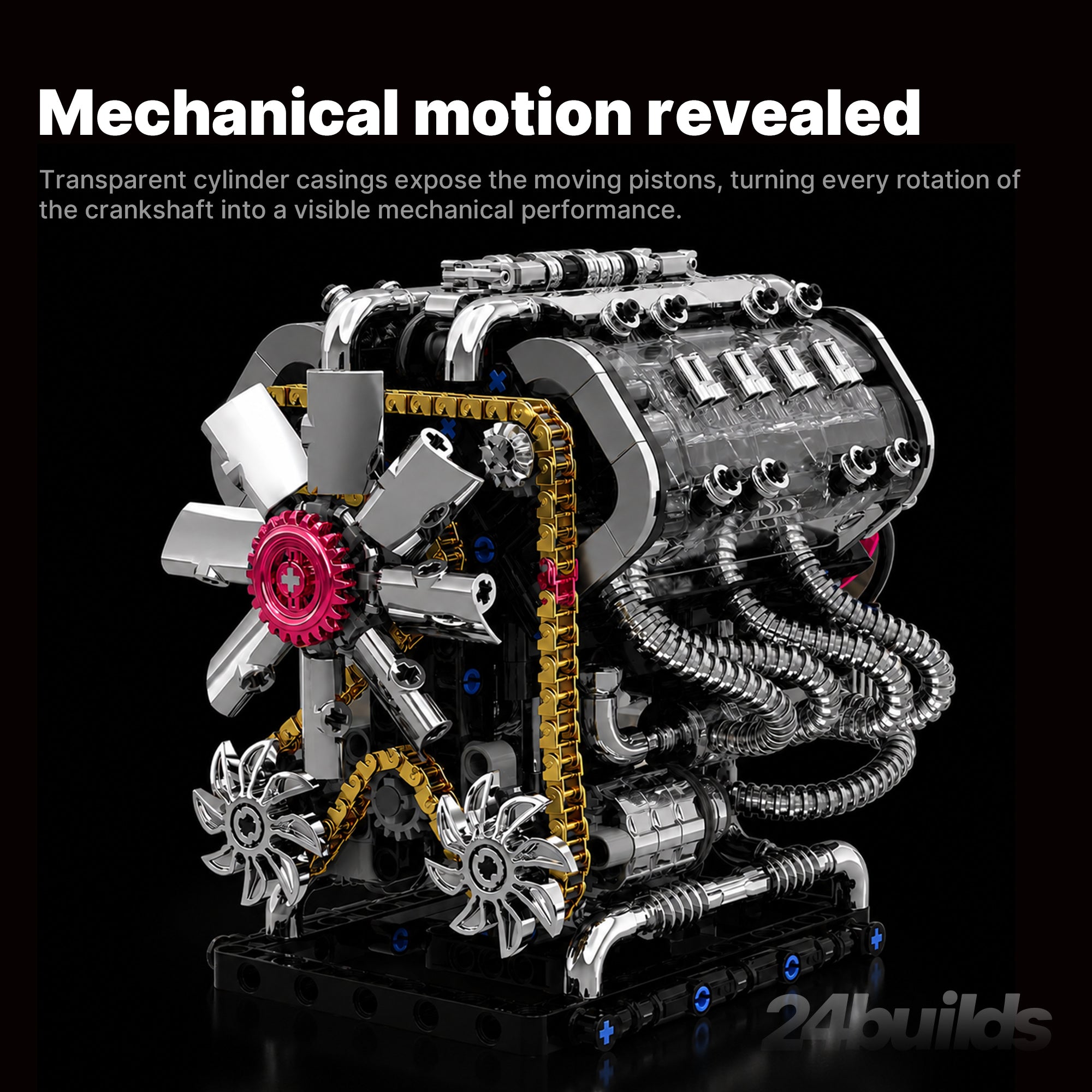 Motorised Chrome V8 GT Engine