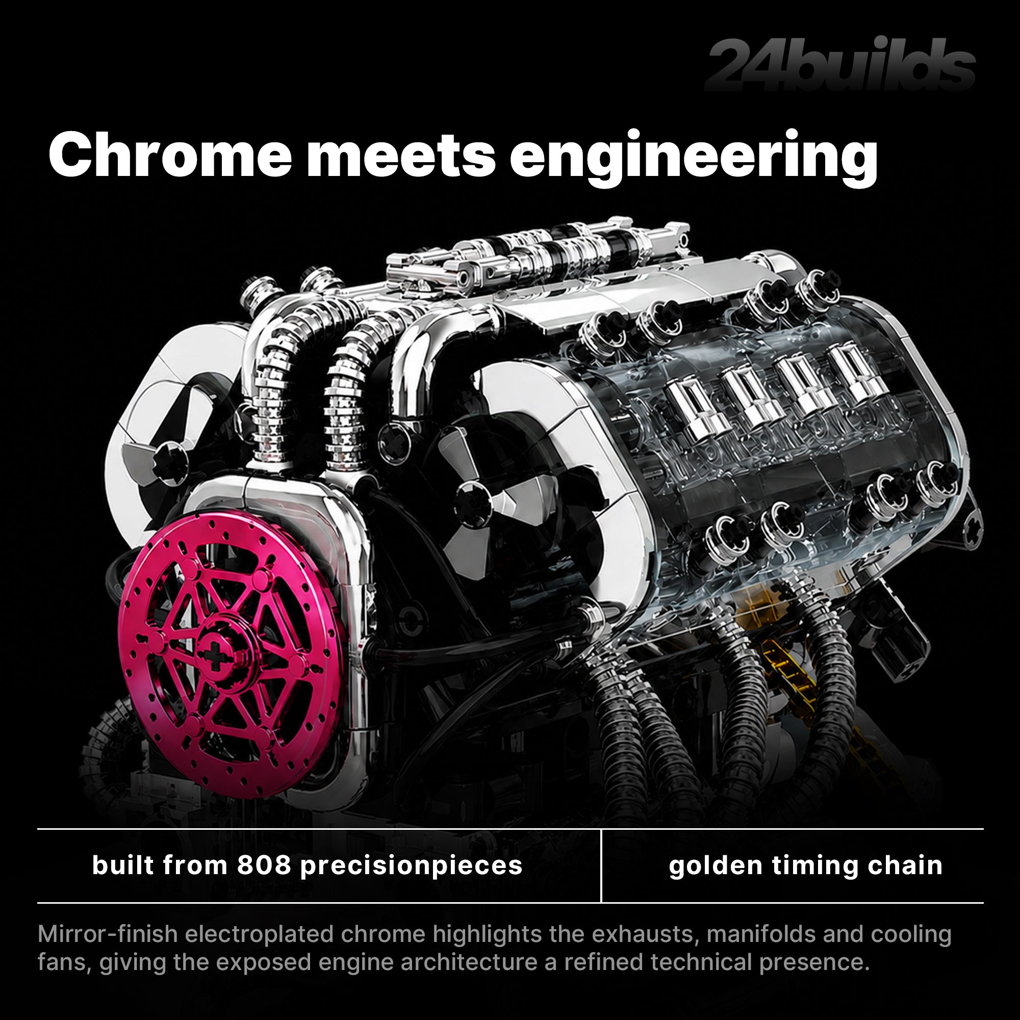 Motorised Chrome V8 GT Engine