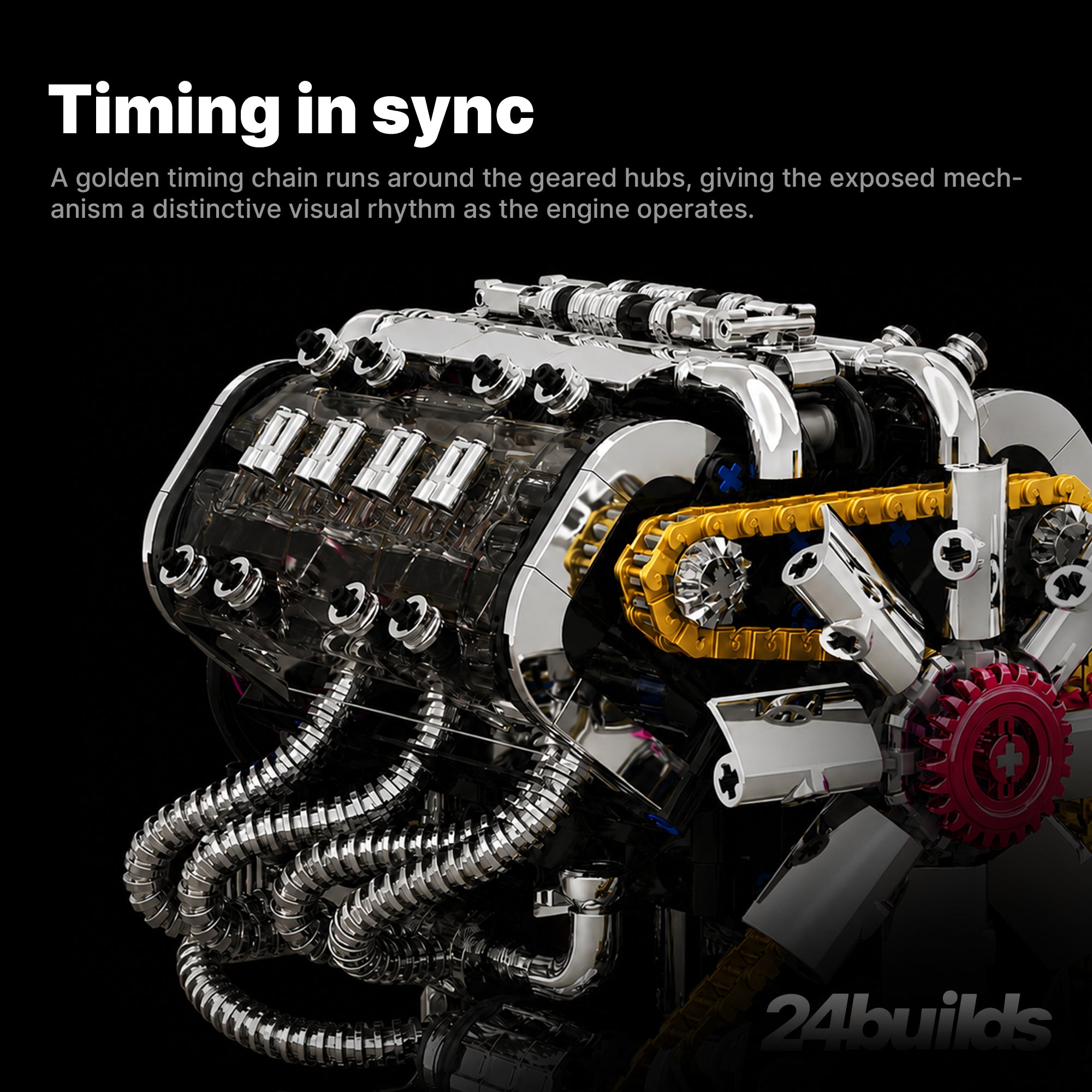 Motorised Chrome V8 GT Engine