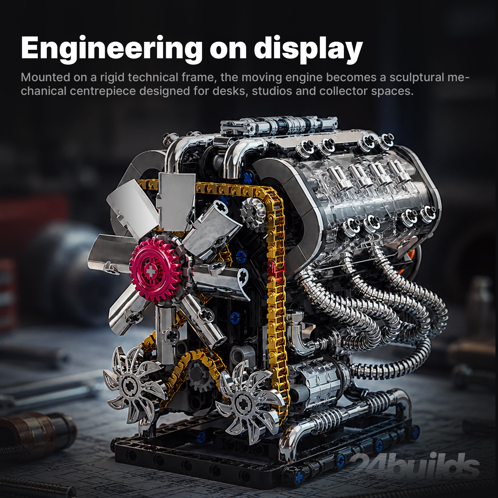 Motorised Chrome V8 GT Engine