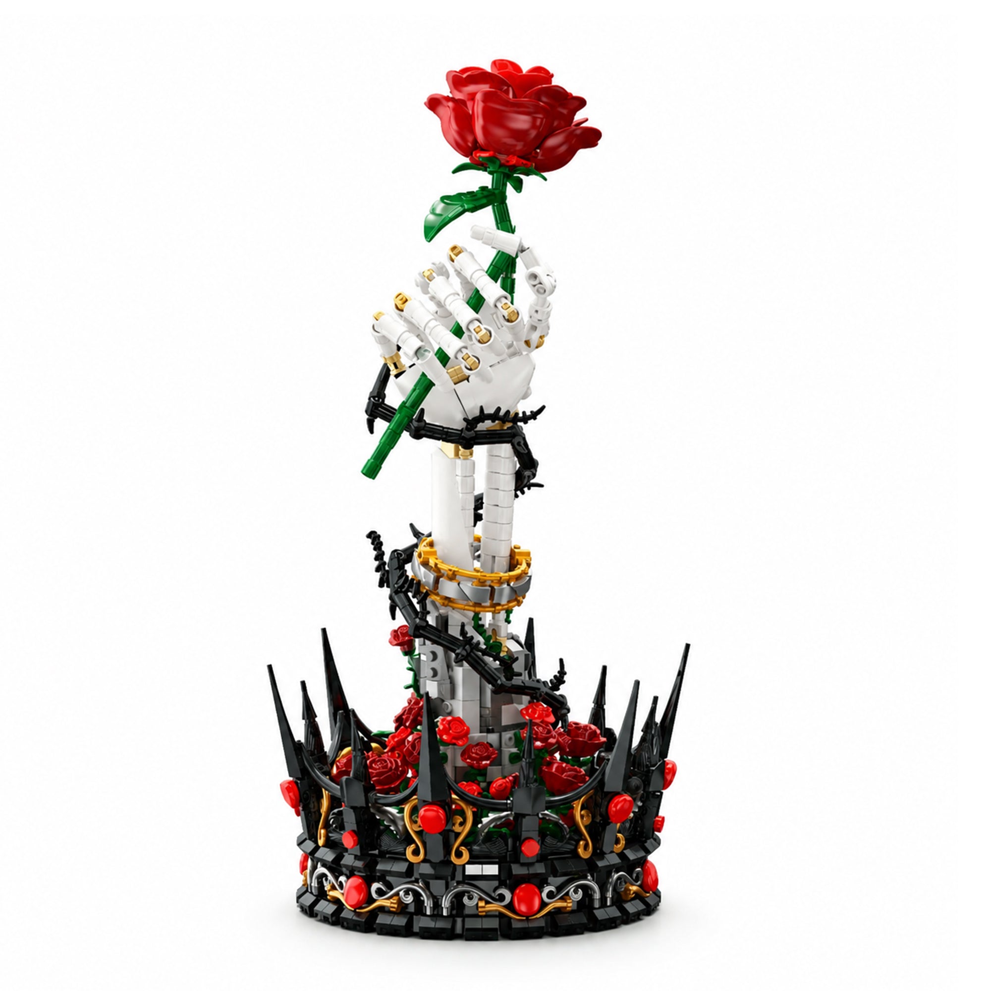Skeletal Hand Rose Sculpture